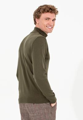 Erkek Haki Balıkçı Yaka Basic Triko Kazak - 50257605077