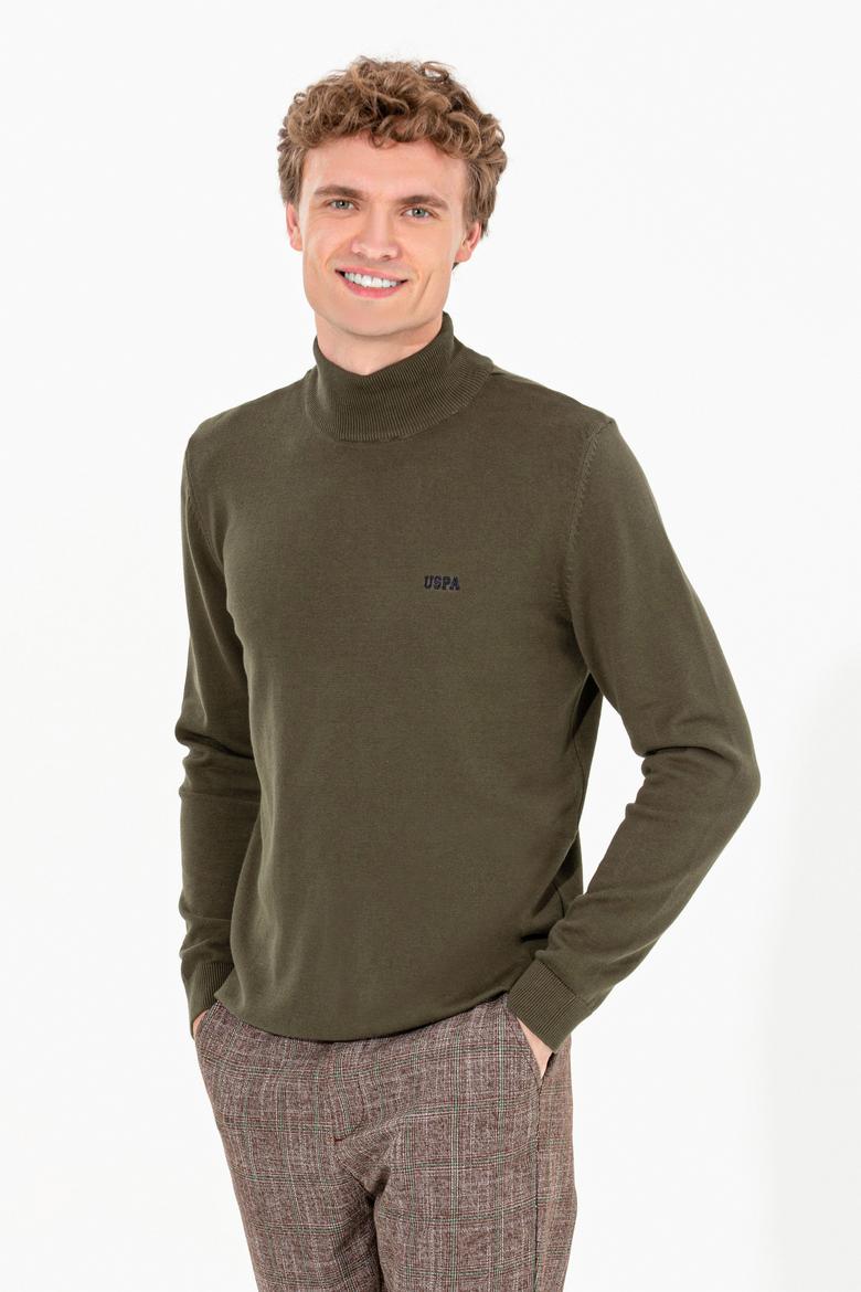 Erkek Haki Balıkçı Yaka Basic Triko Kazak - 50257605077