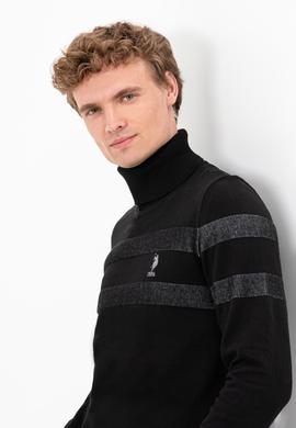 Erkek Siyah Balıkçı Yaka Triko Kazak - 50260561010