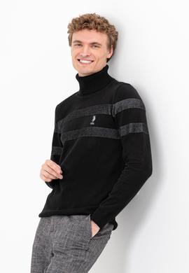 Erkek Siyah Balıkçı Yaka Triko Kazak - 50260561010