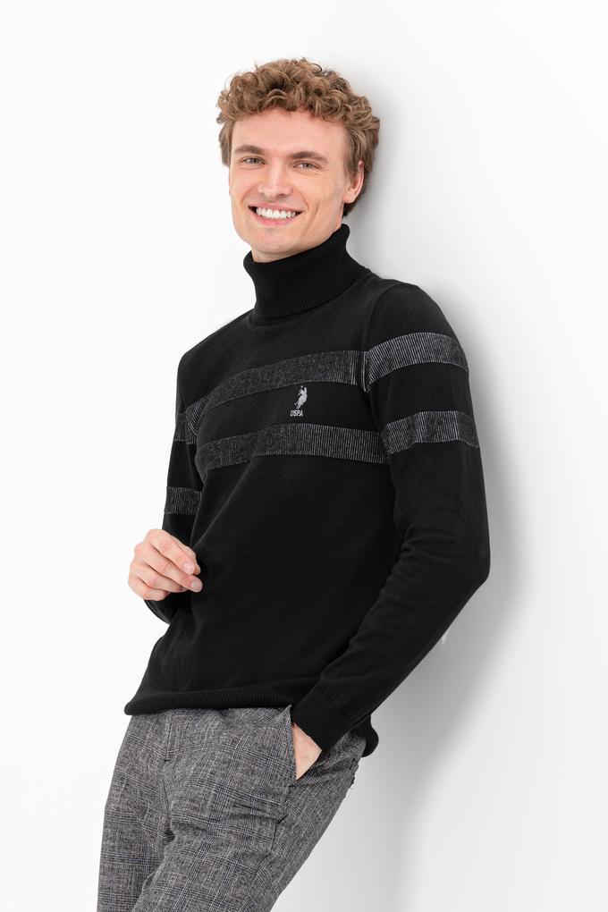 Erkek Siyah Balıkçı Yaka Triko Kazak