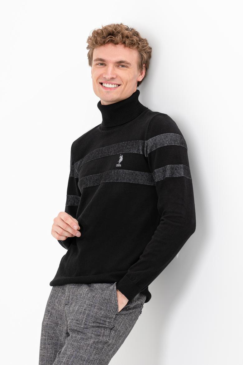 Erkek Siyah Balıkçı Yaka Triko Kazak