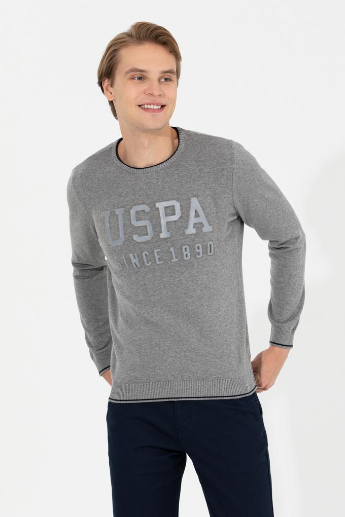 Erkek Gri Melanj Bisiklet Yaka Triko Kazak