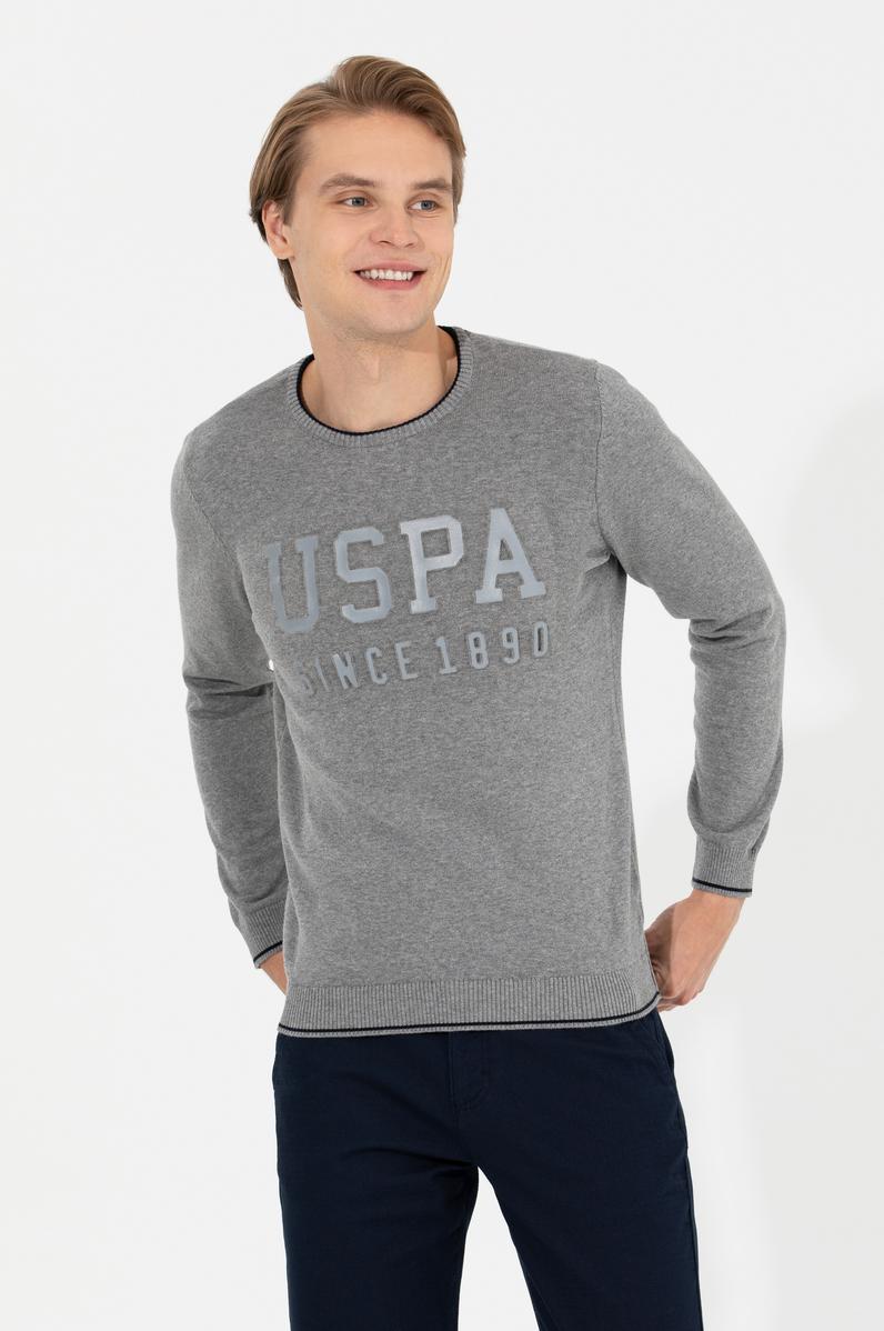 Erkek Gri Melanj Bisiklet Yaka Triko Kazak