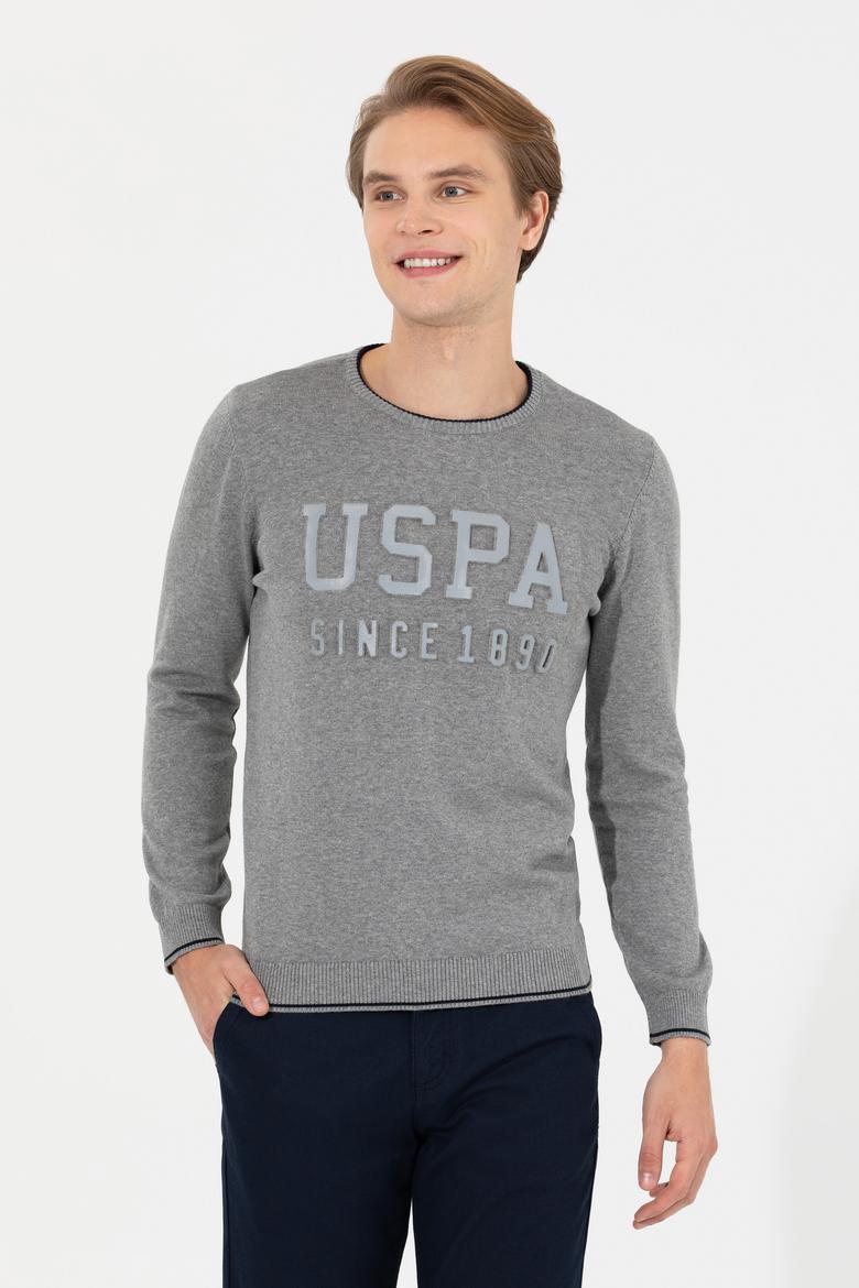 Erkek Gri Melanj Bisiklet Yaka Triko Kazak - 50258076023