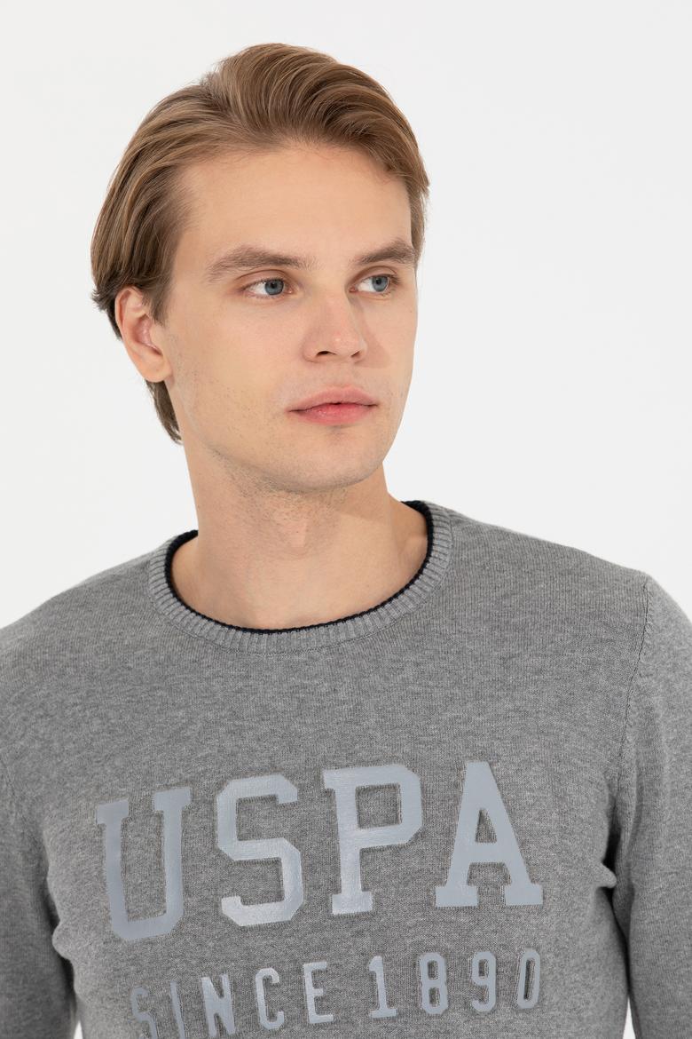 Erkek Gri Melanj Bisiklet Yaka Triko Kazak - 50258076023