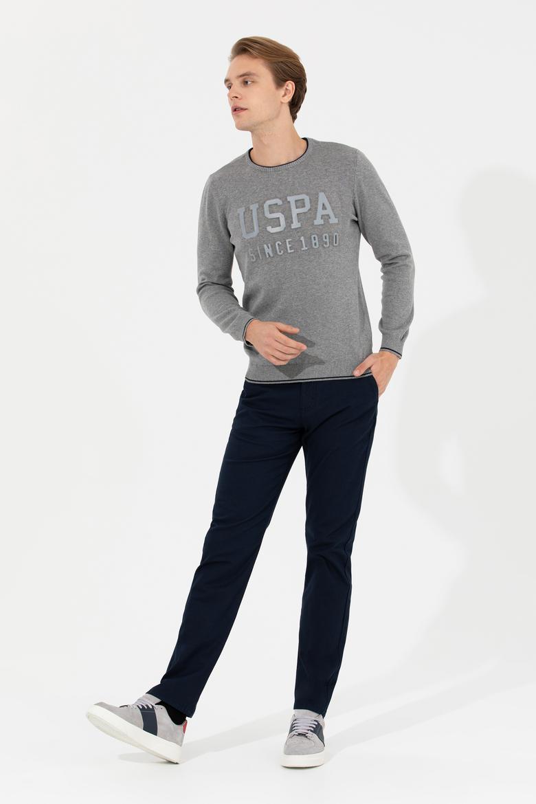 Erkek Gri Melanj Bisiklet Yaka Triko Kazak - 50258076023