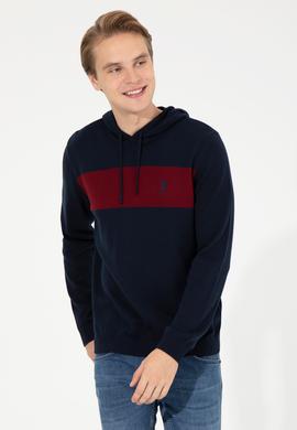 Erkek Lacivert Kapüşonlu Triko Kazak - 50257858005