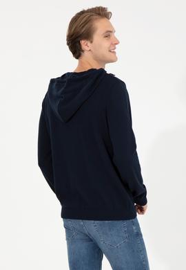 Erkek Lacivert Kapüşonlu Triko Kazak - 50257858005