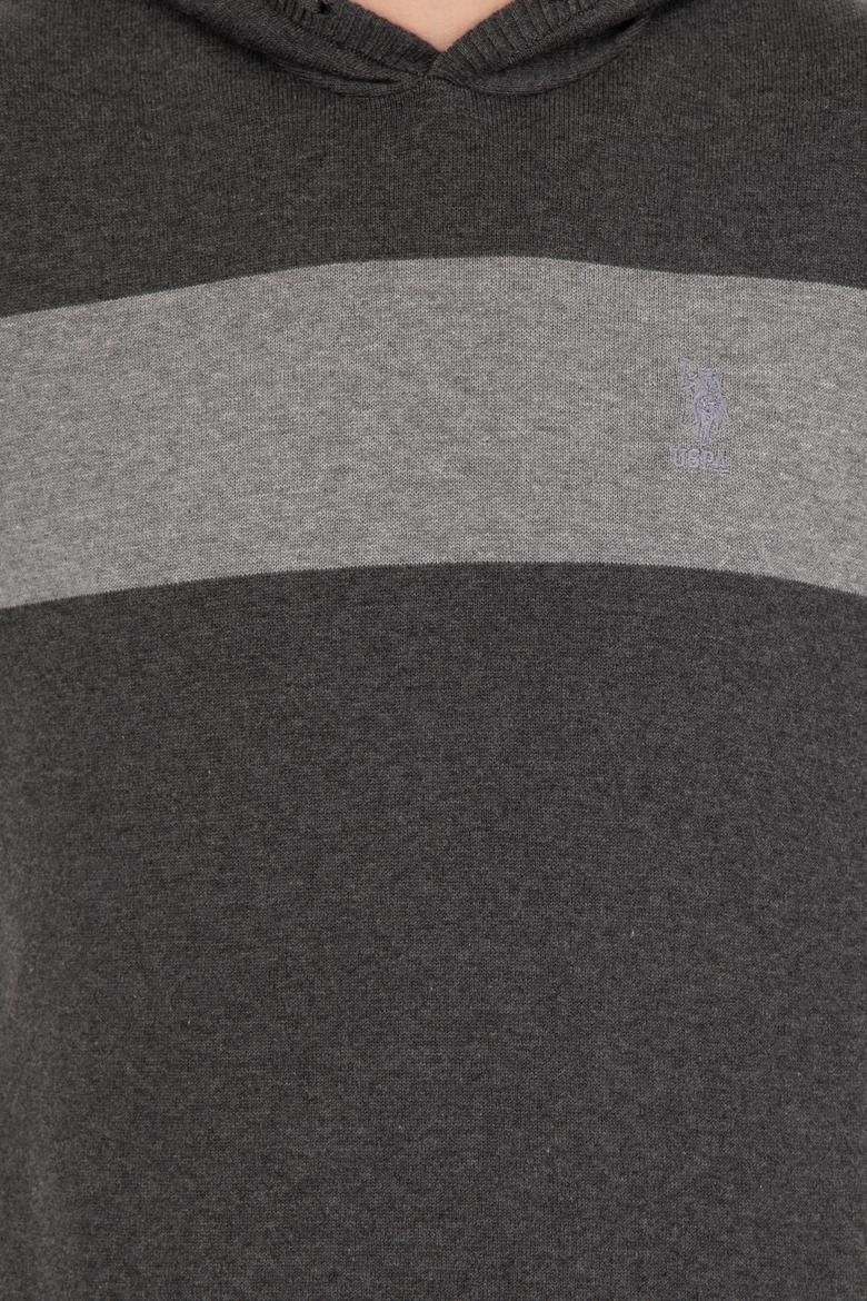 Erkek Antrasit Melanj Kapüşonlu Triko Kazak - 50257858025