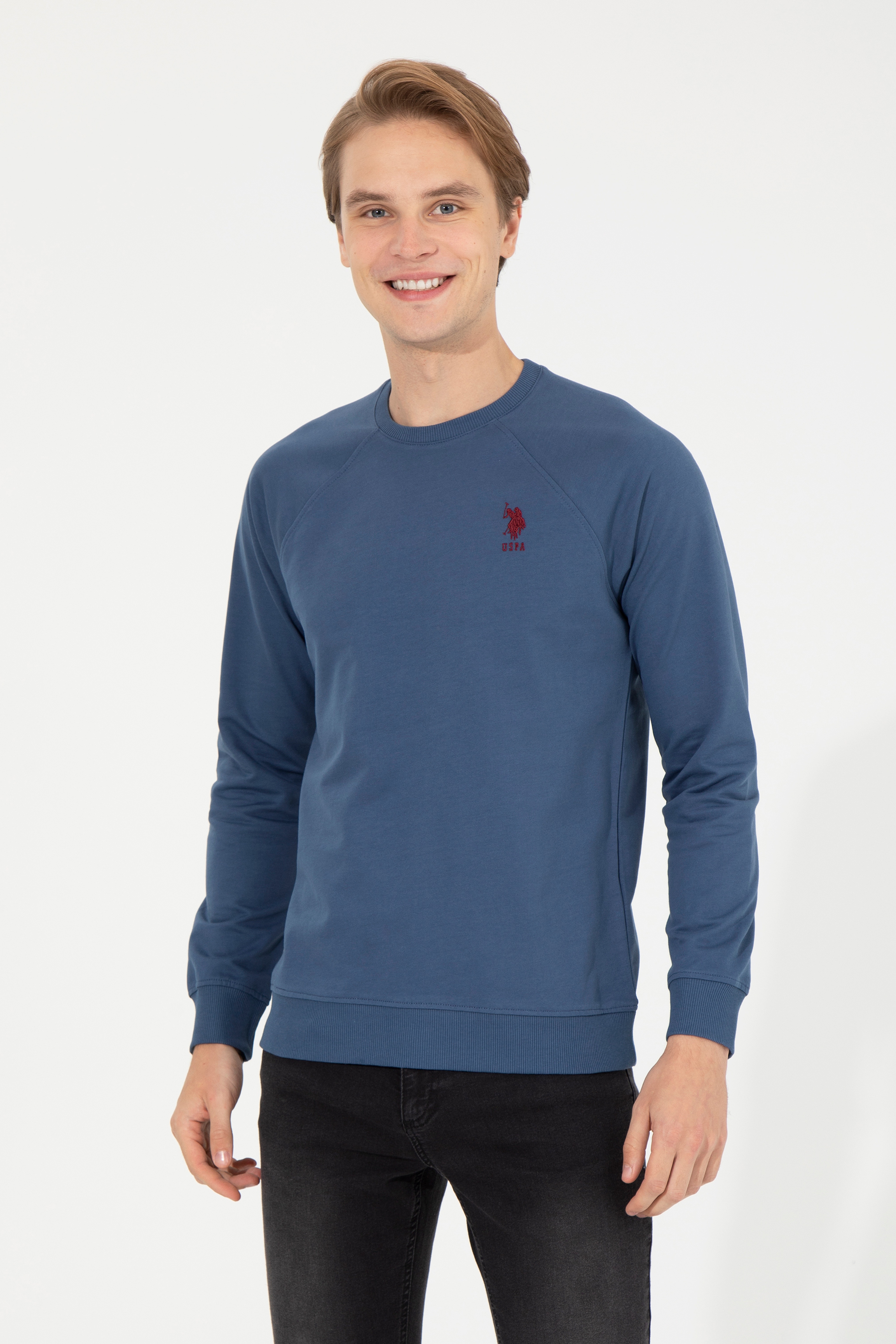 Erkek İndigo Basic Sweatshirt