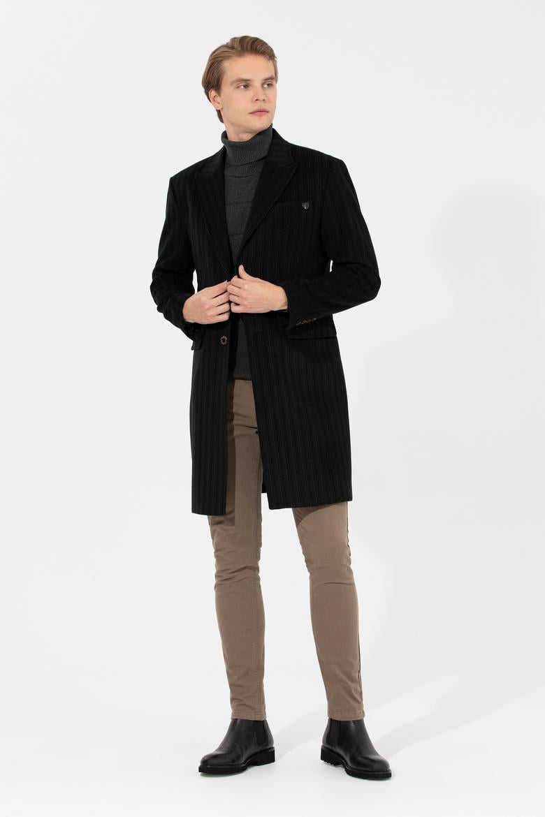 Erkek Siyah Kaşe Kaban - 50260871016