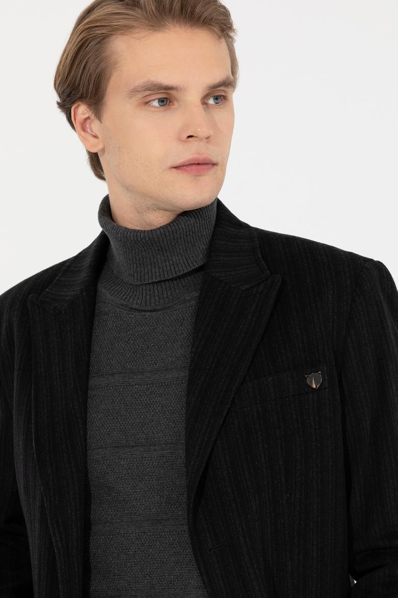 Erkek Siyah Kaşe Kaban - 50260871016