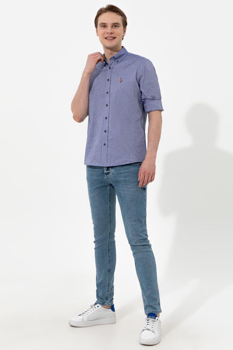 Erkek Mavi Uzun Kollu Basic Gömlek - 50249494090