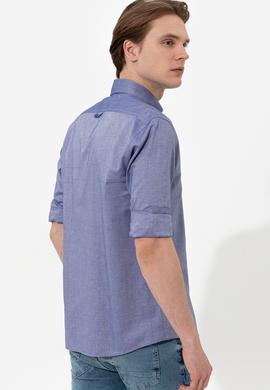 Erkek Mavi Uzun Kollu Basic Gömlek - 50249494090