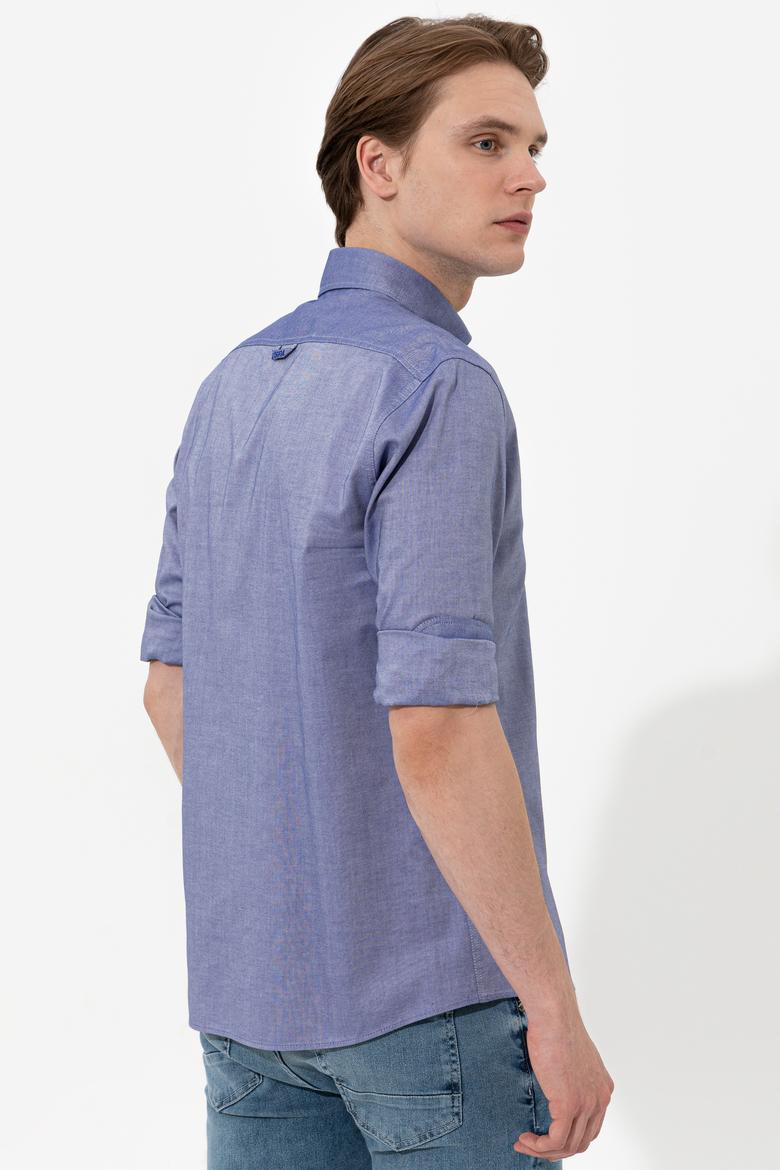 Erkek Mavi Uzun Kollu Basic Gömlek - 50249494090