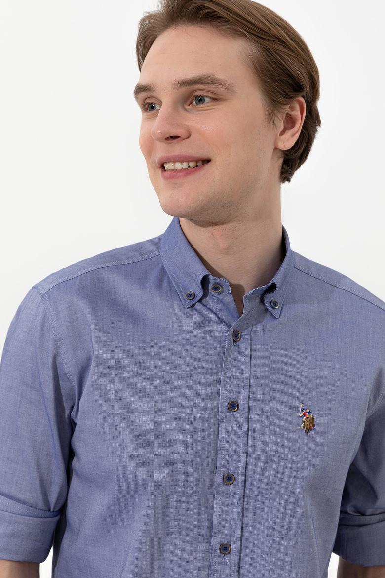 Erkek Mavi Uzun Kollu Basic Gömlek - 50249494090