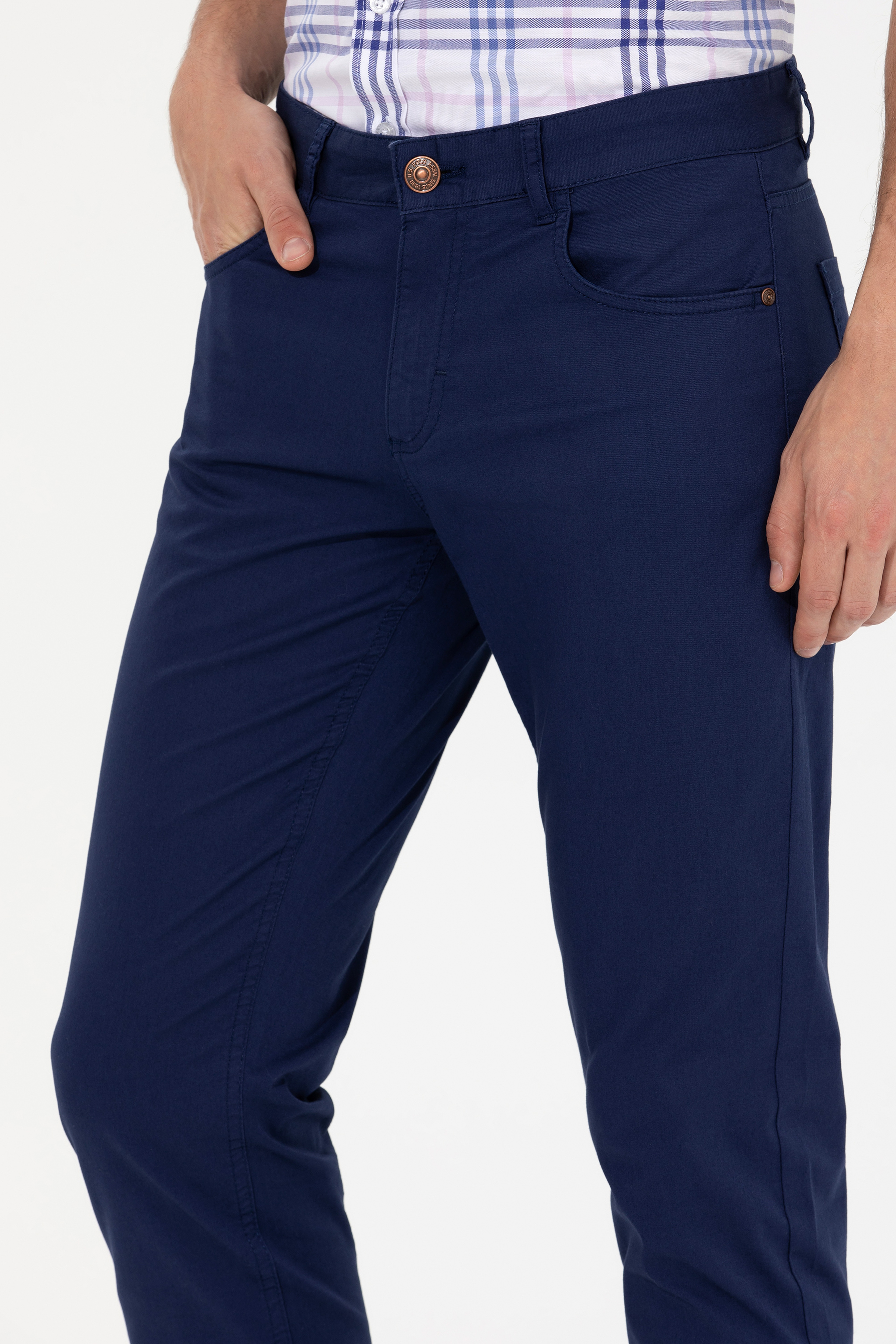 Erkek Slim Fit Lacivert Chino Pantolon