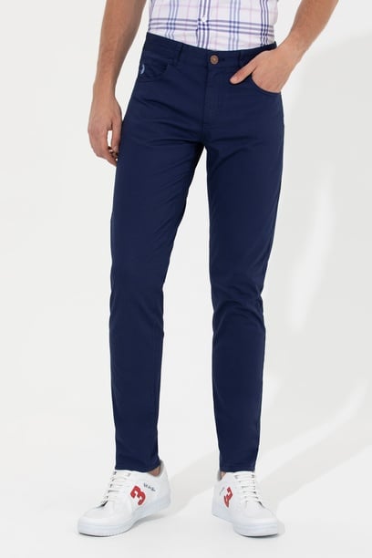 Erkek Slim Fit Lacivert Chino Pantolon