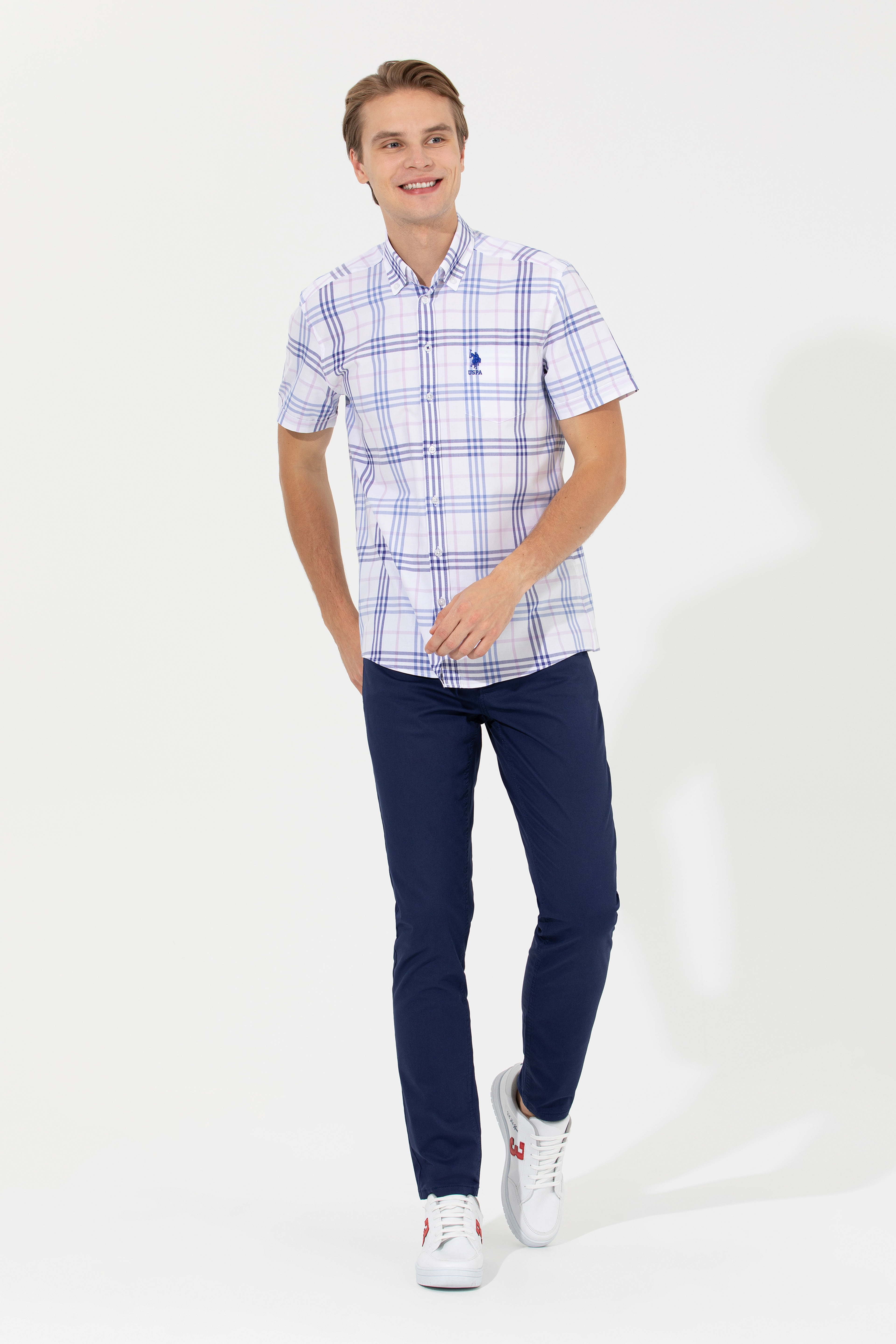 Erkek Slim Fit Lacivert Chino Pantolon - Image 3