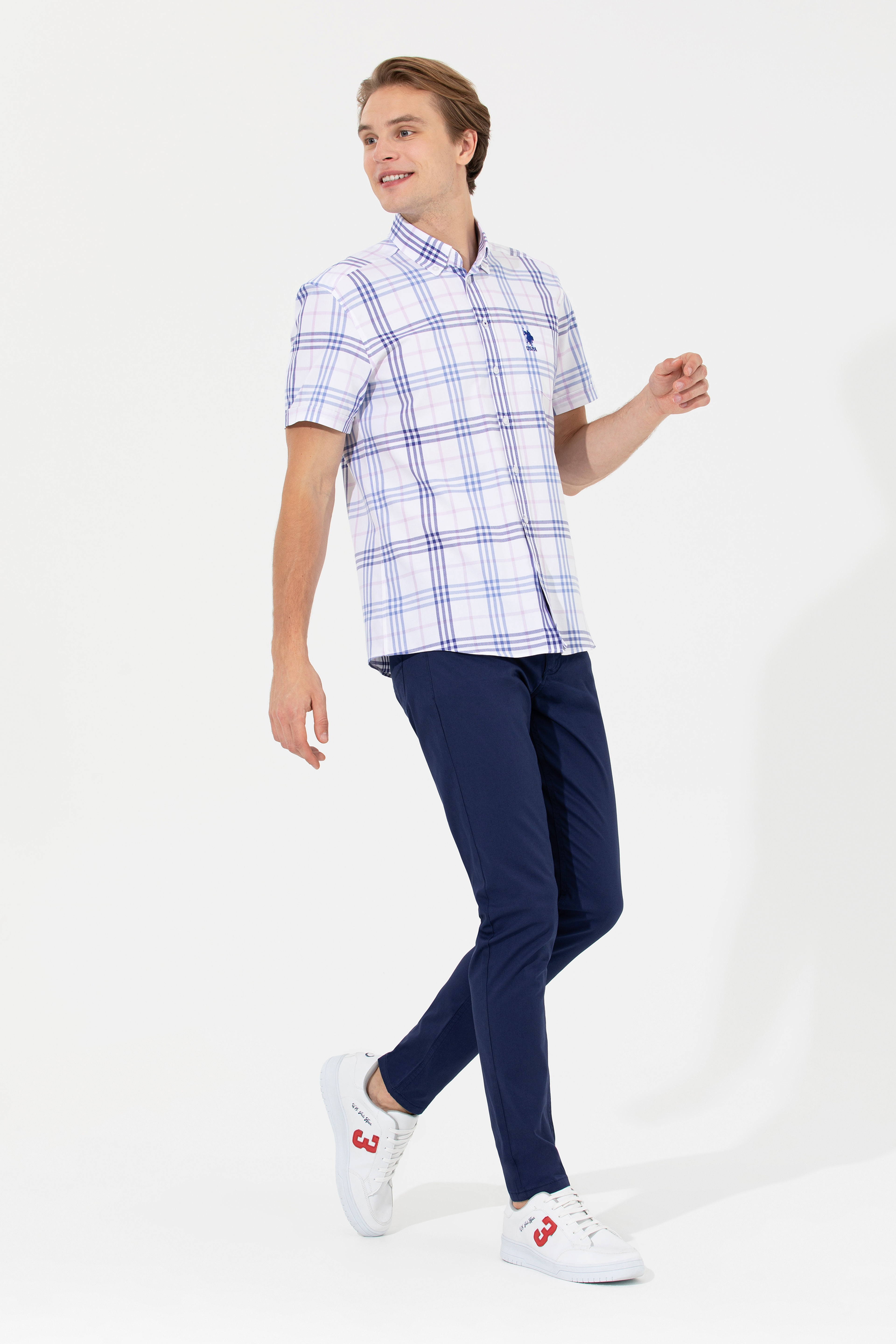 Erkek Slim Fit Lacivert Chino Pantolon - Image 1
