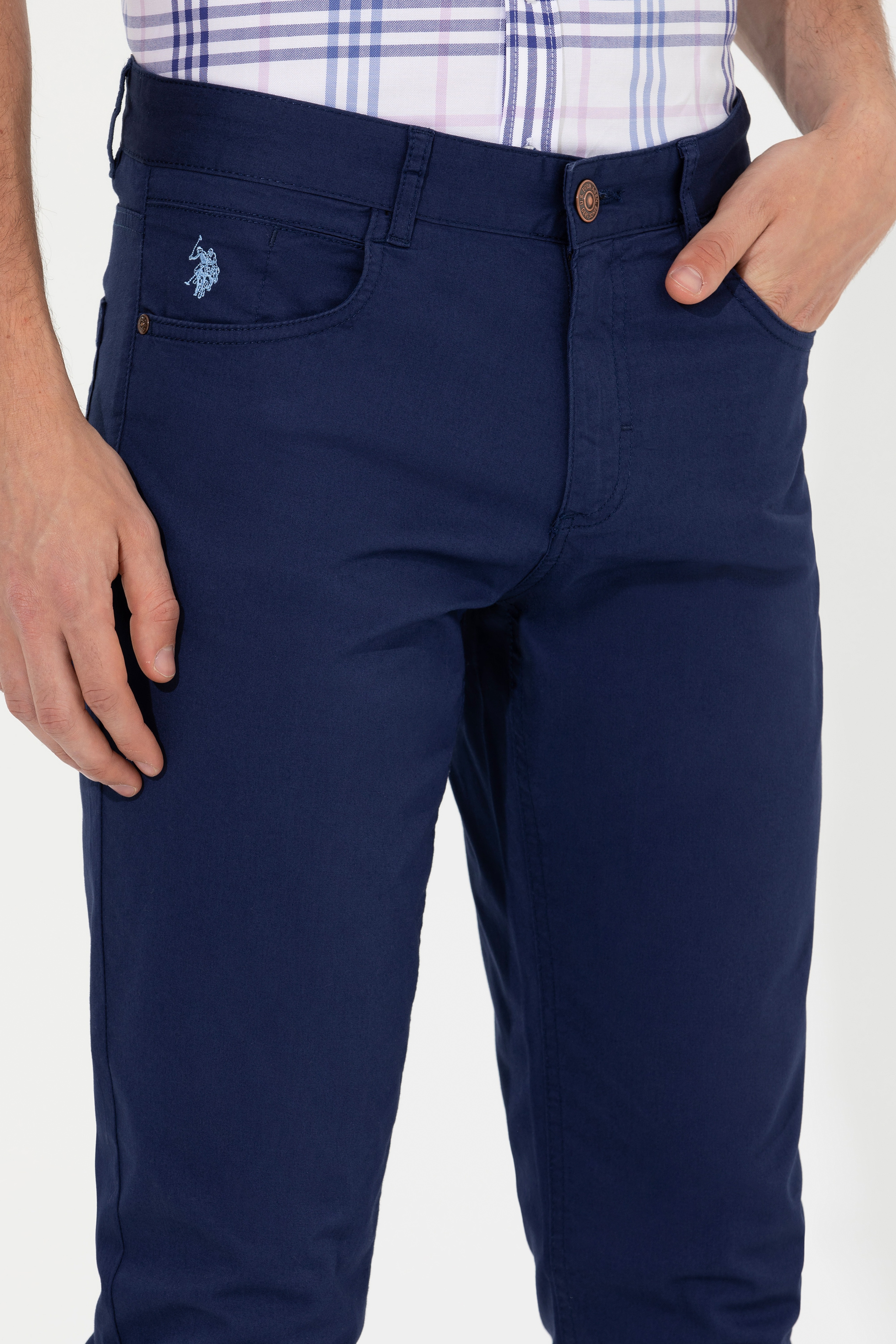 Erkek Slim Fit Lacivert Chino Pantolon - Image 6