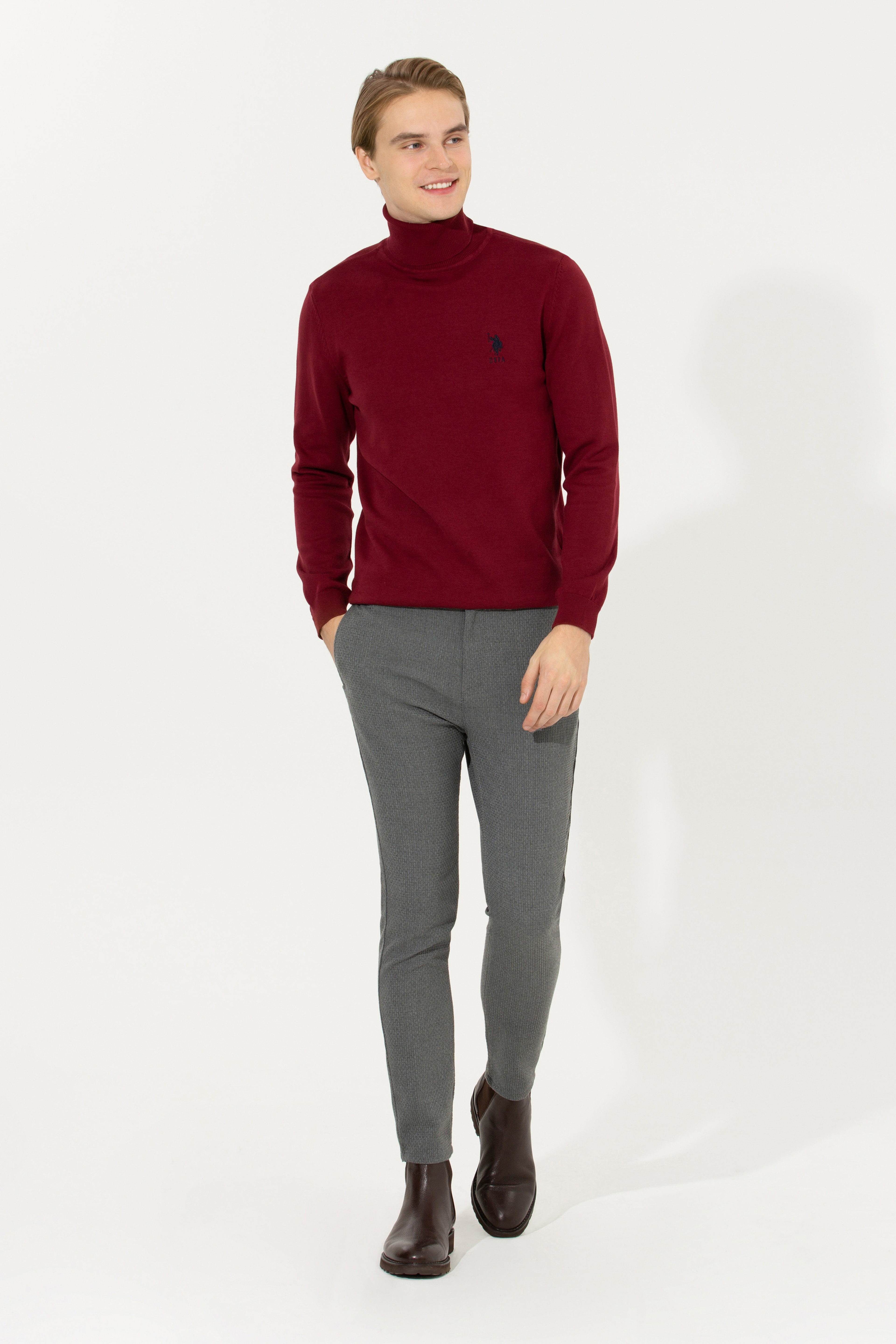 Erkek Carrot Fit Gri Chinos