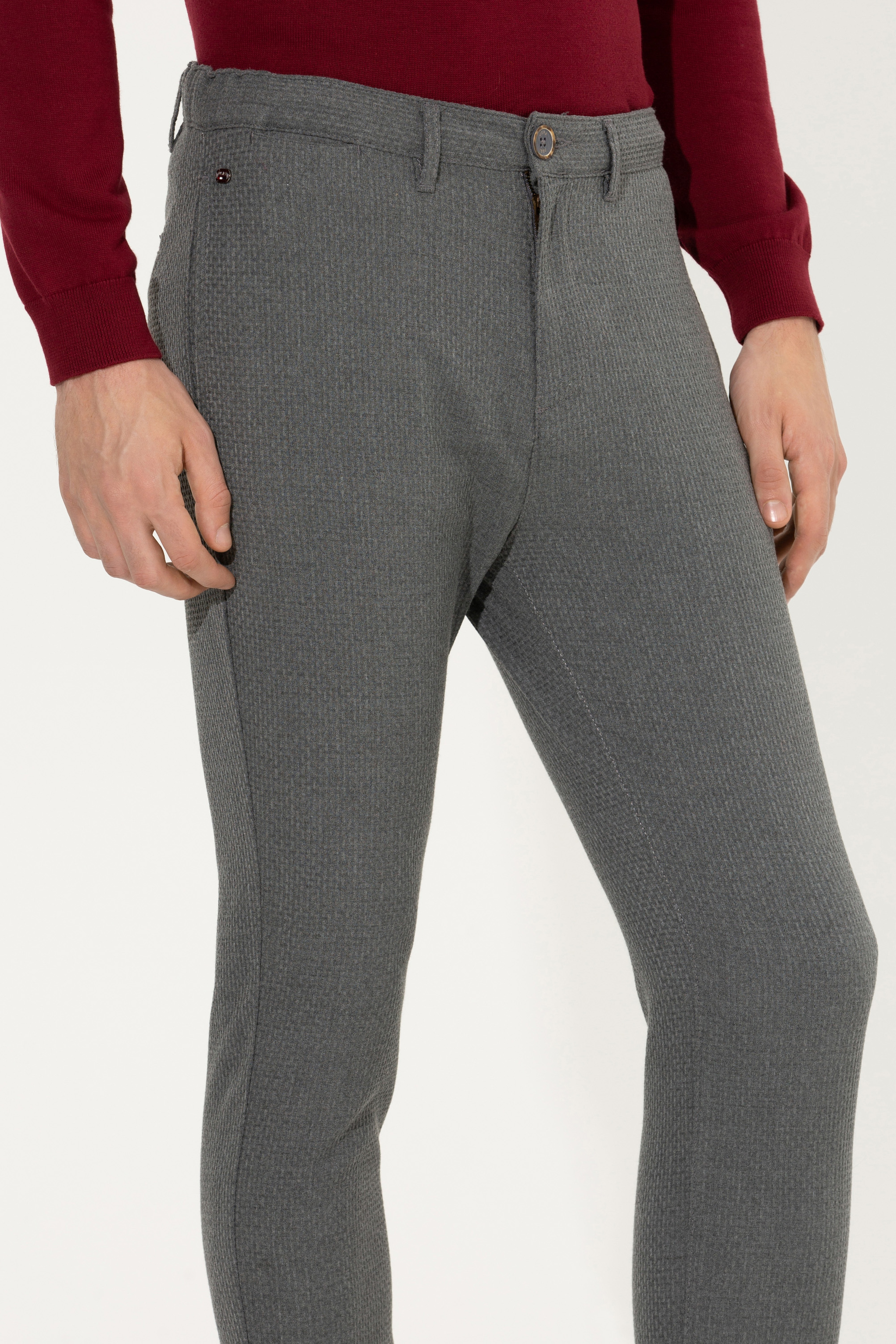 Erkek Carrot Fit Gri Chinos - Image 6