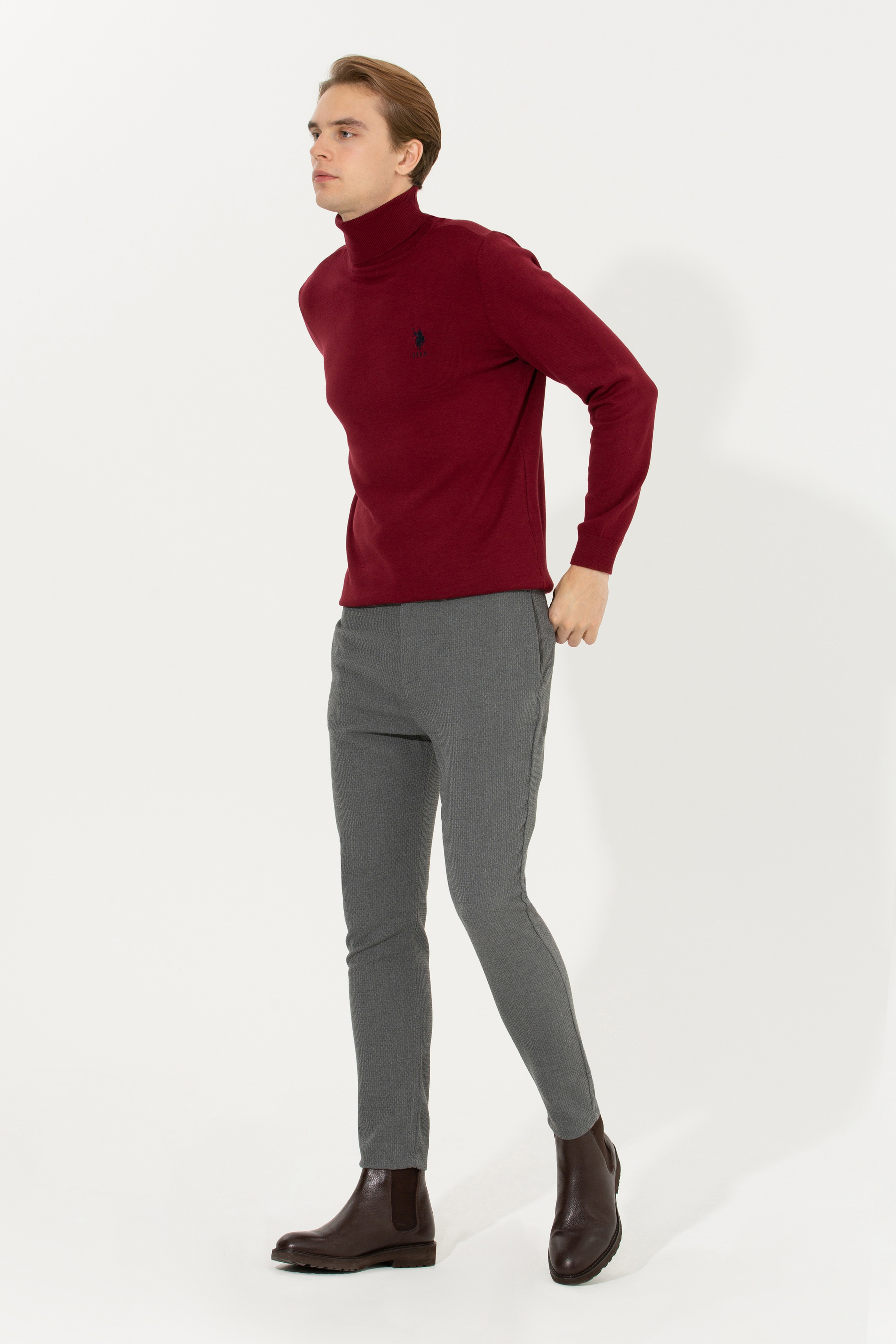 Erkek Carrot Fit Gri Chinos - Image 1