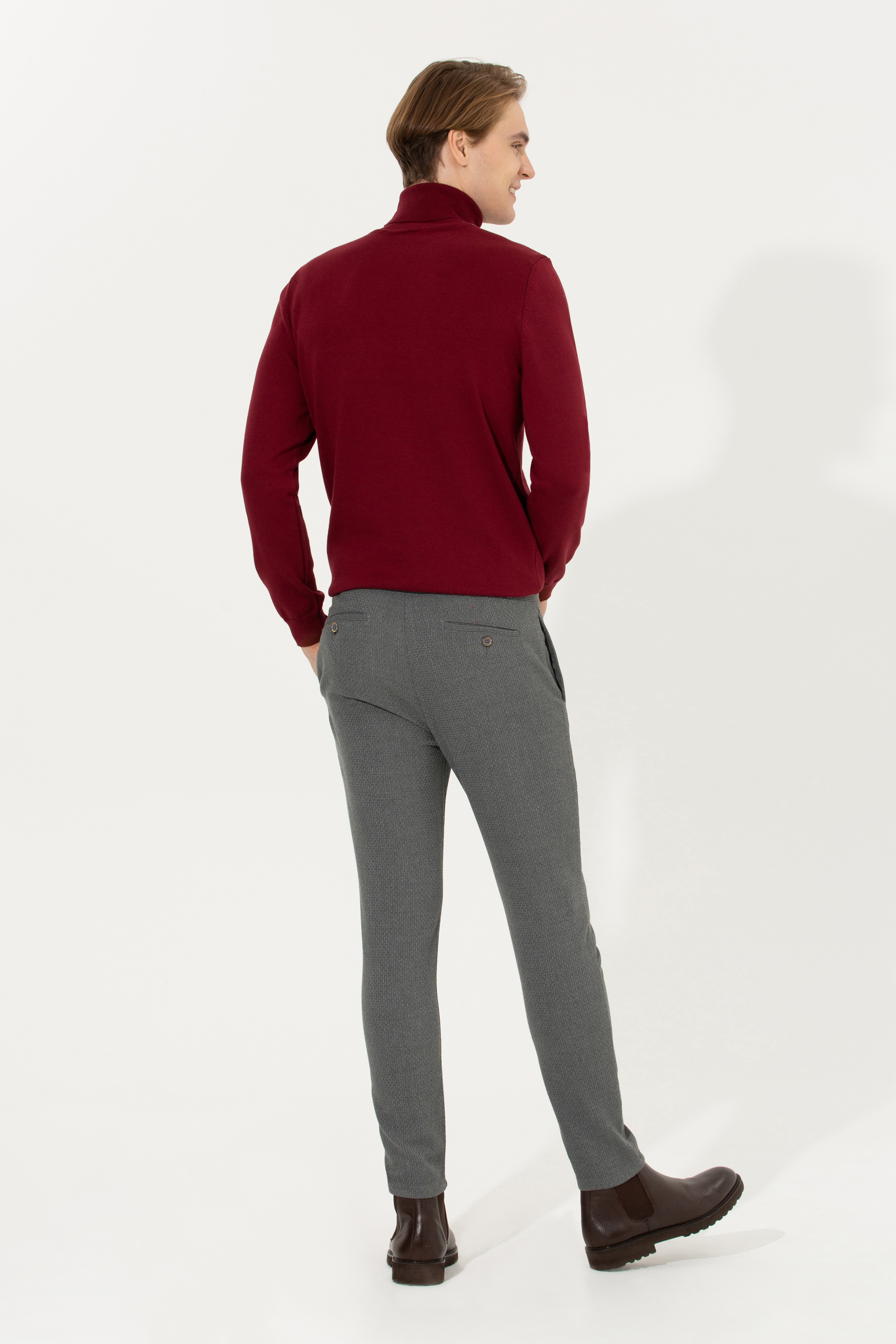 Erkek Carrot Fit Gri Chinos - Image 4