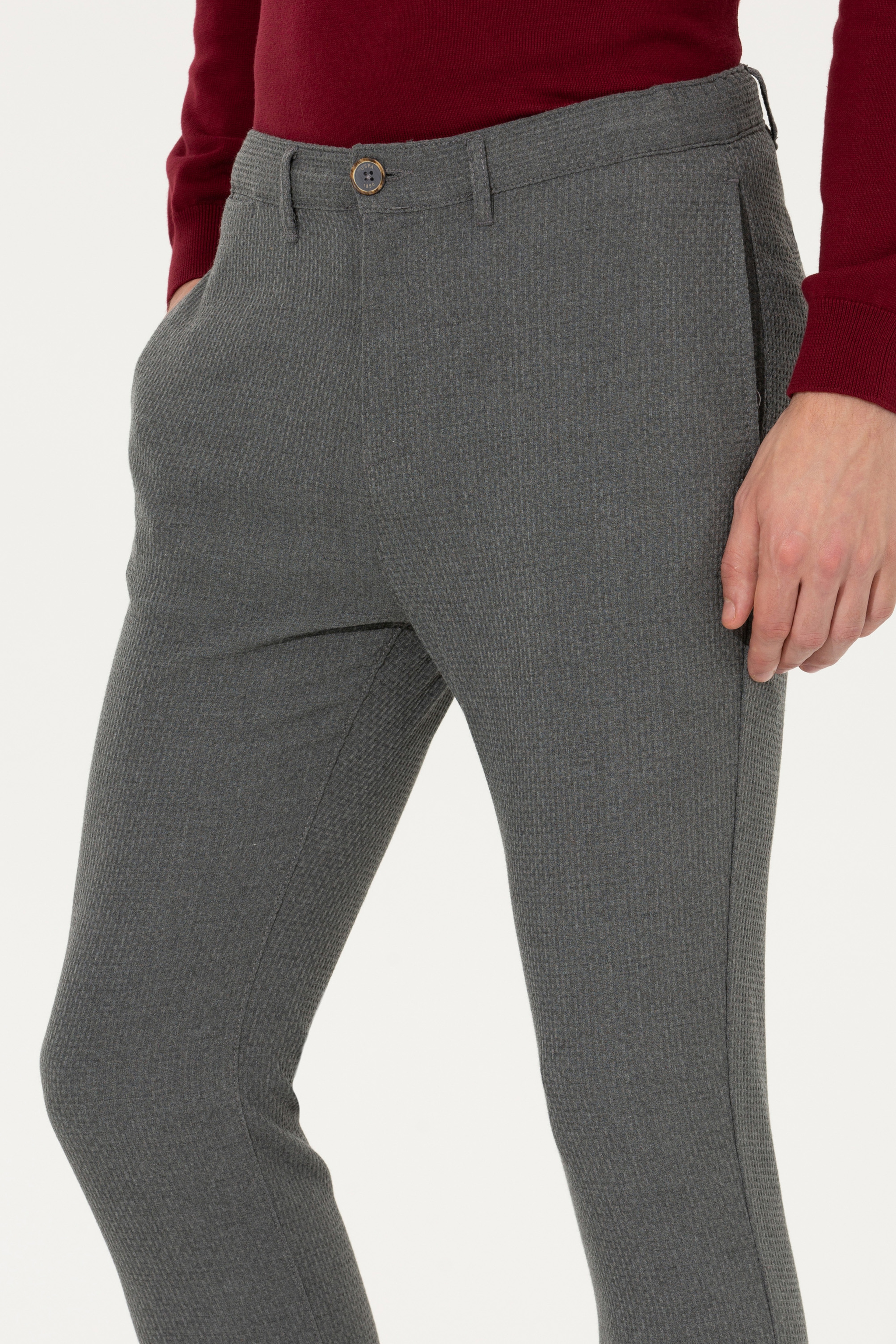 Erkek Carrot Fit Gri Chinos