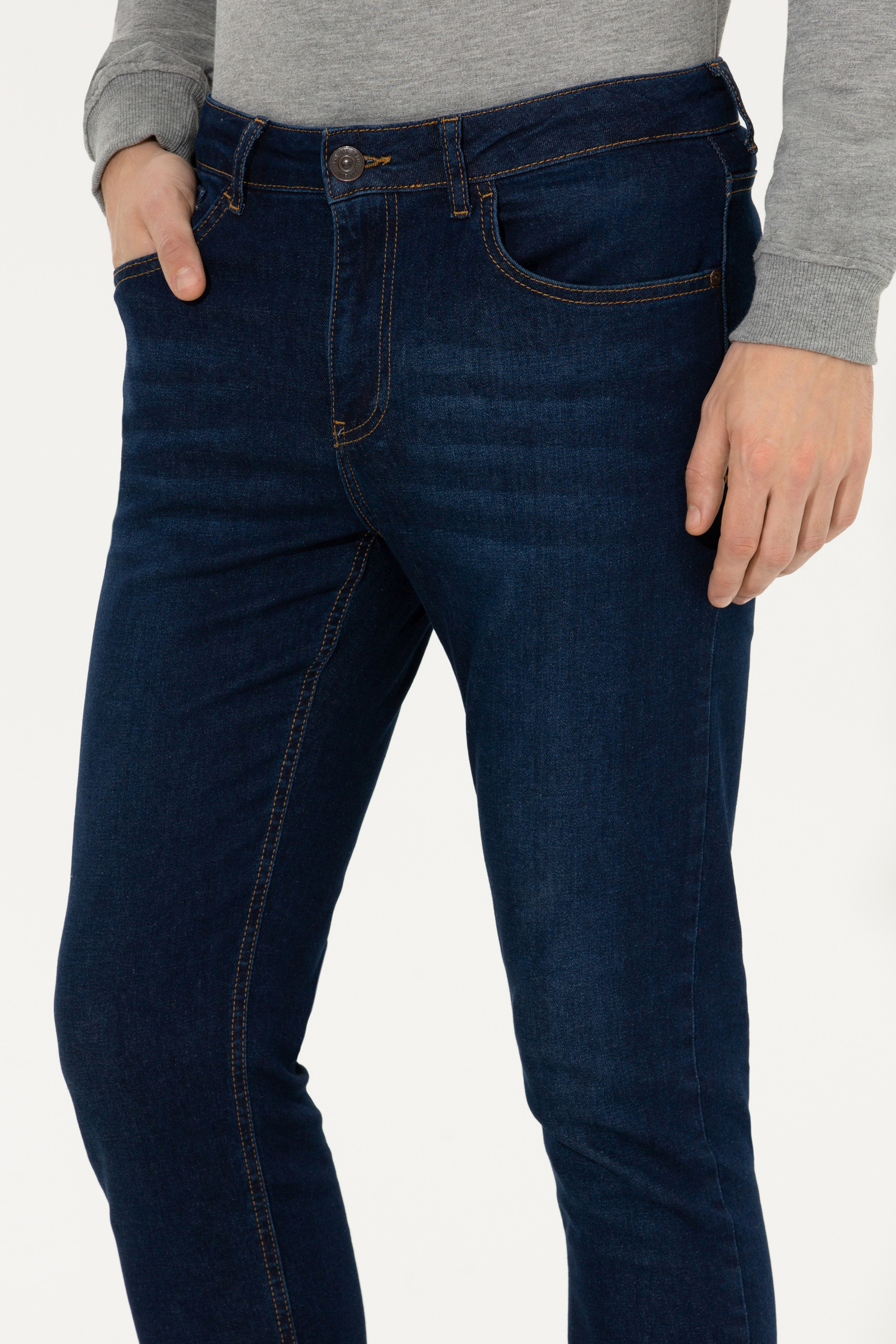 Erkek Koyu Mavi Jean Pantolon - Image 5