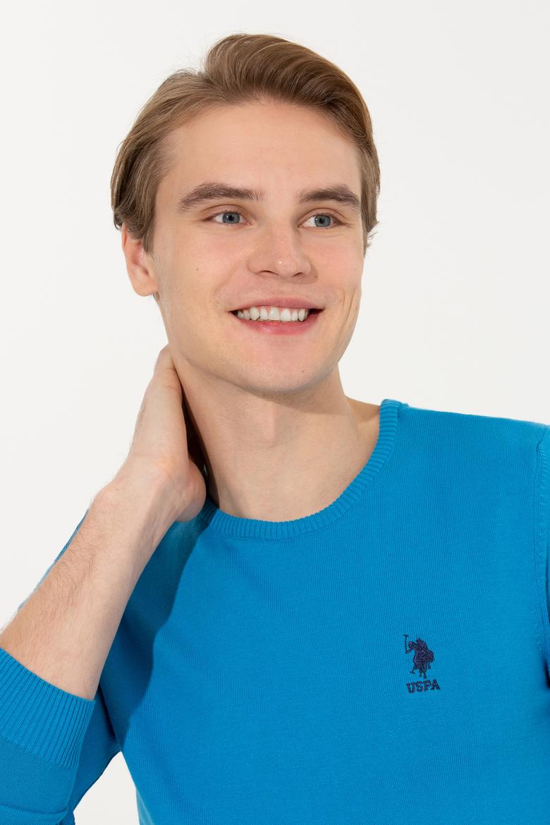 Erkek Kobalt Mavi Basic Kazak