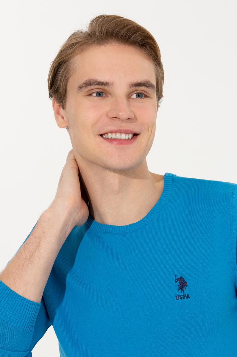 Erkek Kobalt Mavi Basic Kazak