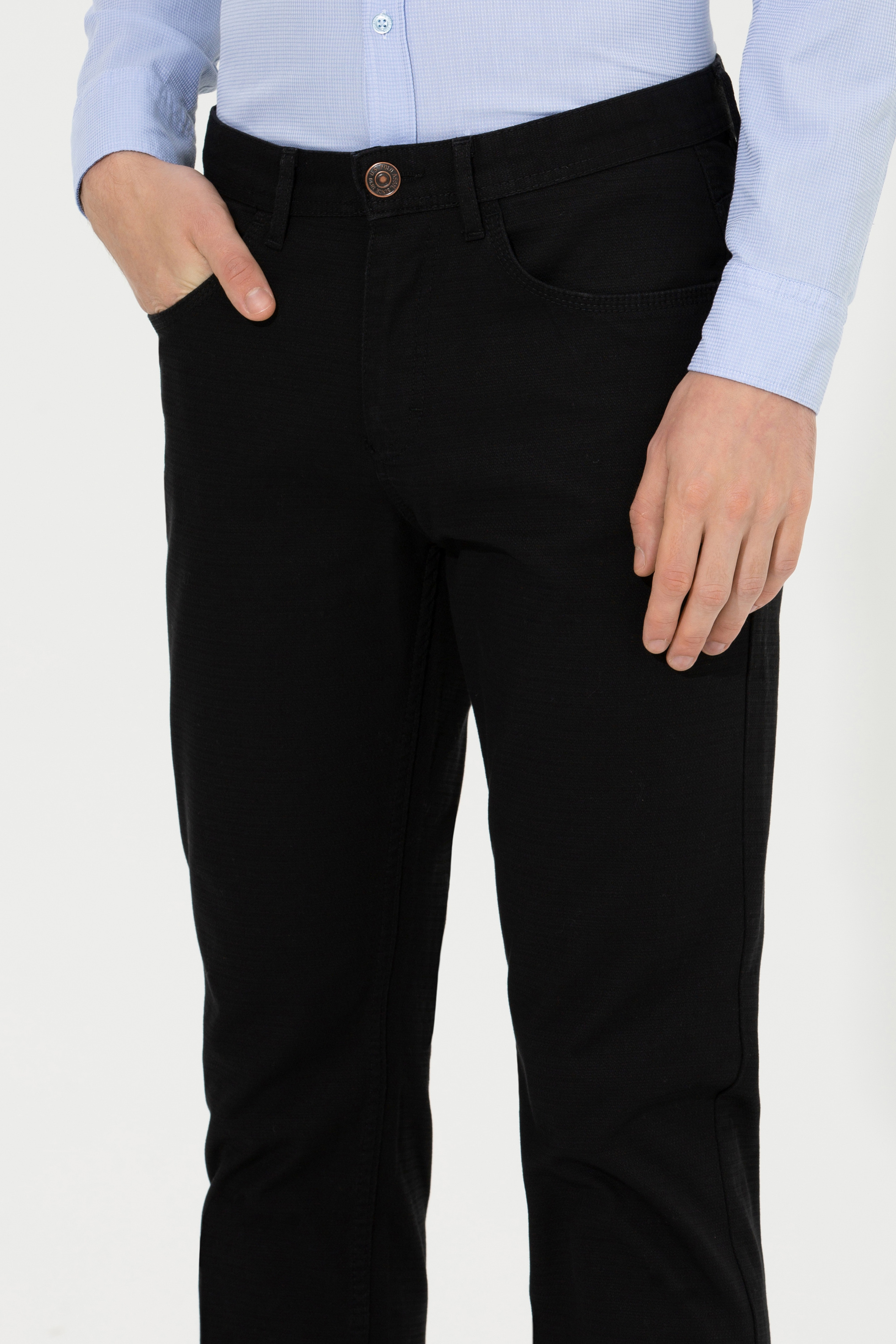 Erkek Regular Fit Siyah Chinos