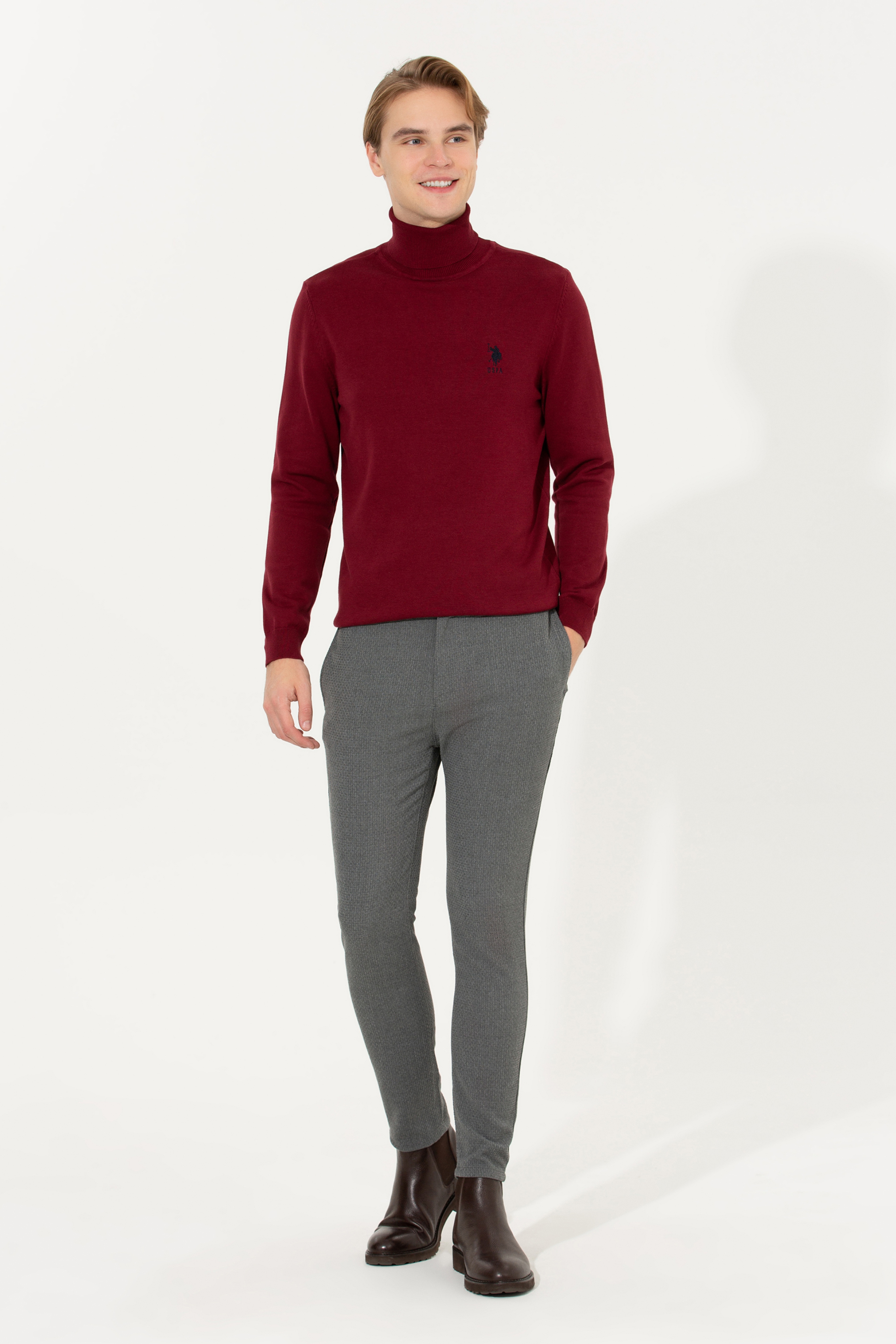 Erkek Bordo Basic Kazak - Image 3