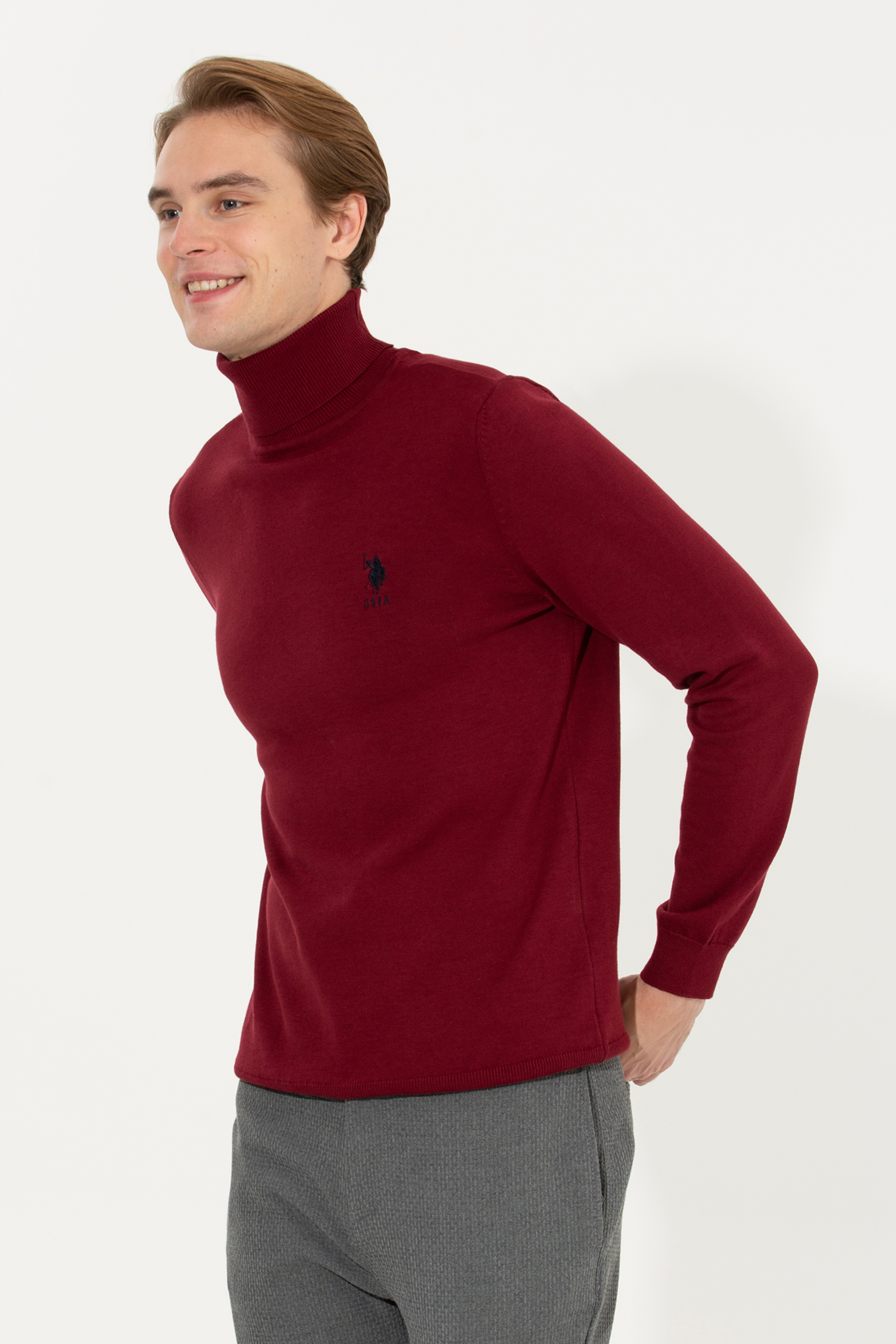 Erkek Bordo Basic Kazak