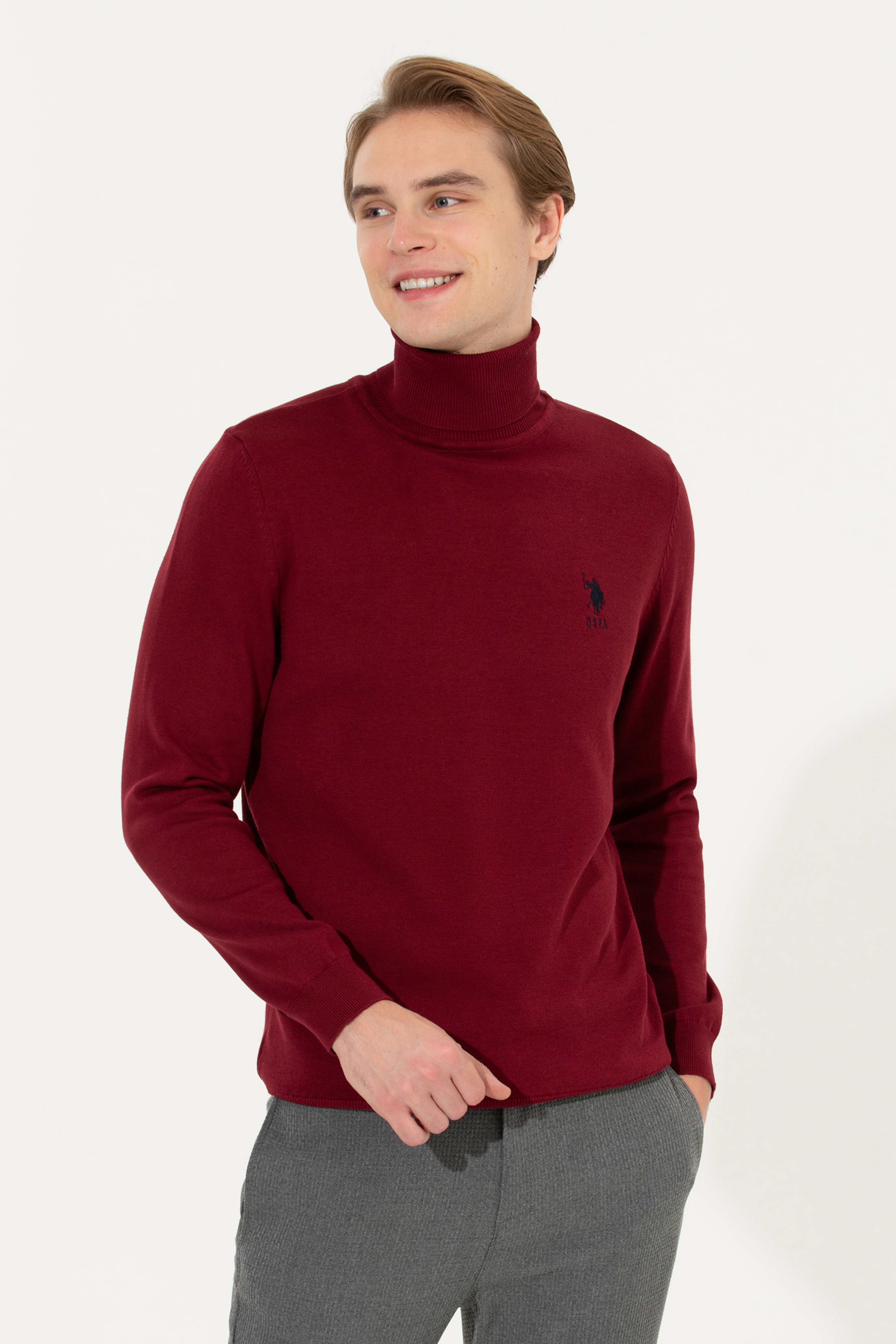 Erkek Bordo Basic Kazak - Image 2
