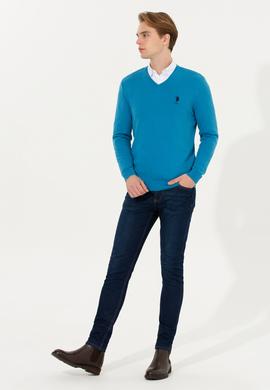 Erkek Kobalt Mavi Basic Kazak - 50253445064