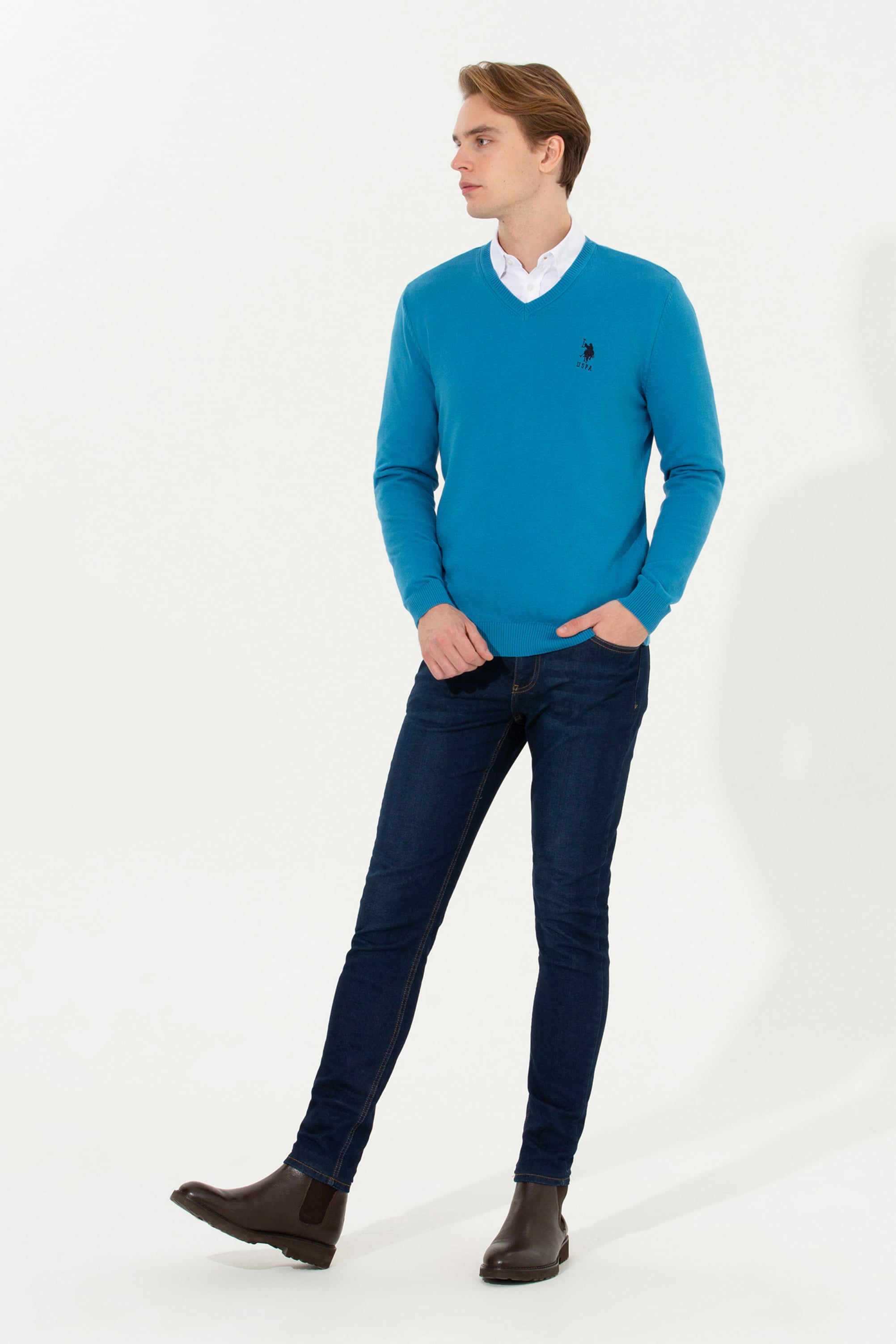 Erkek Kobalt Mavi Basic Kazak - Image 3