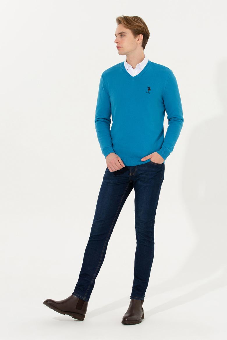 Erkek Kobalt Mavi Basic Kazak - 50253445064