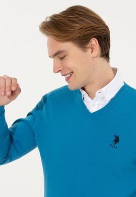 Erkek Kobalt Mavi Basic Kazak - 50253445064