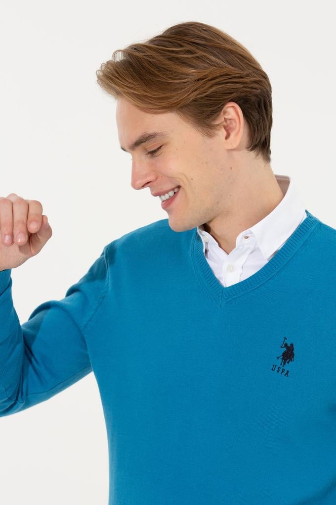 Erkek Kobalt Mavi Basic Kazak