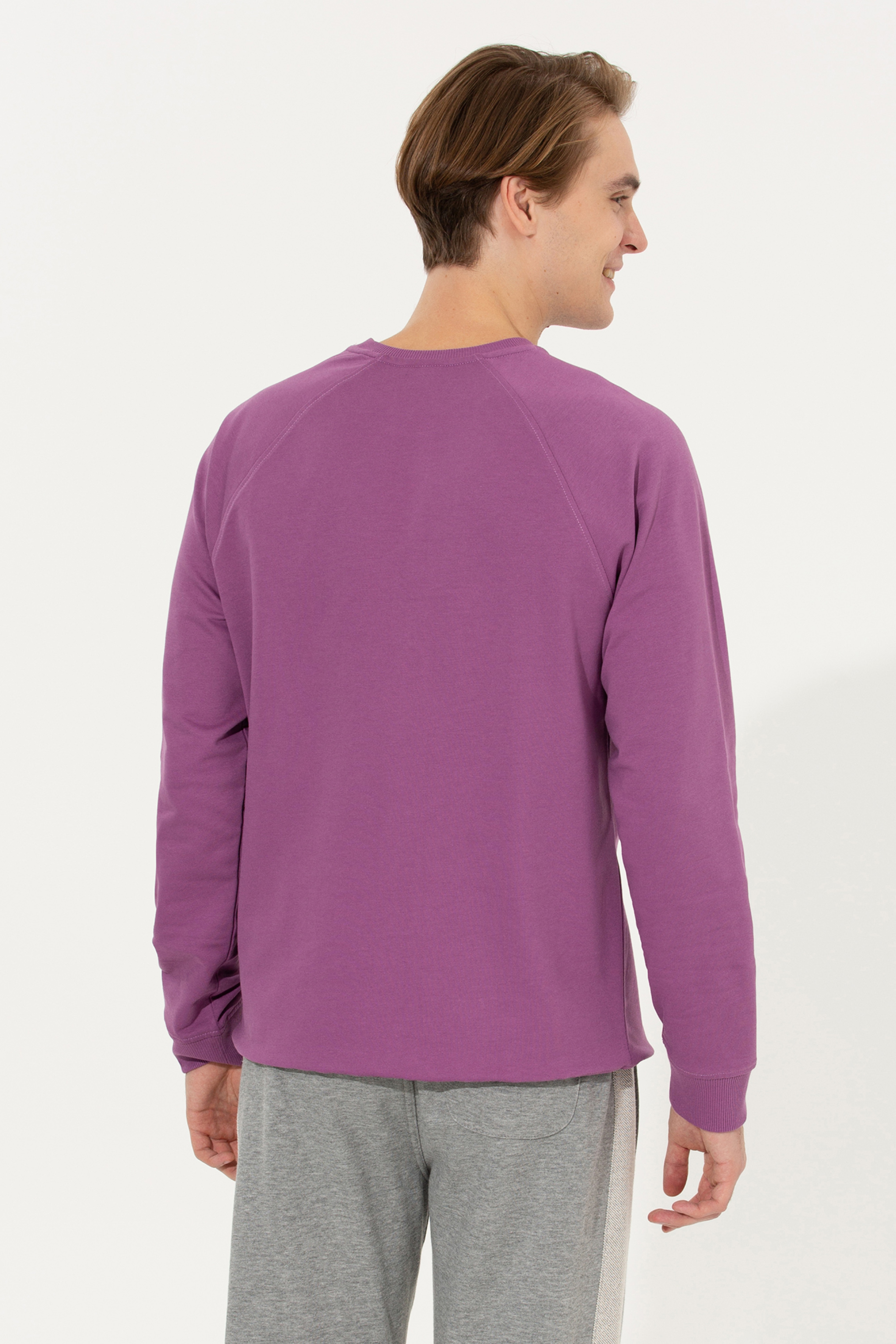 Erkek Menekşe Basic Sweatshirt - Image 5