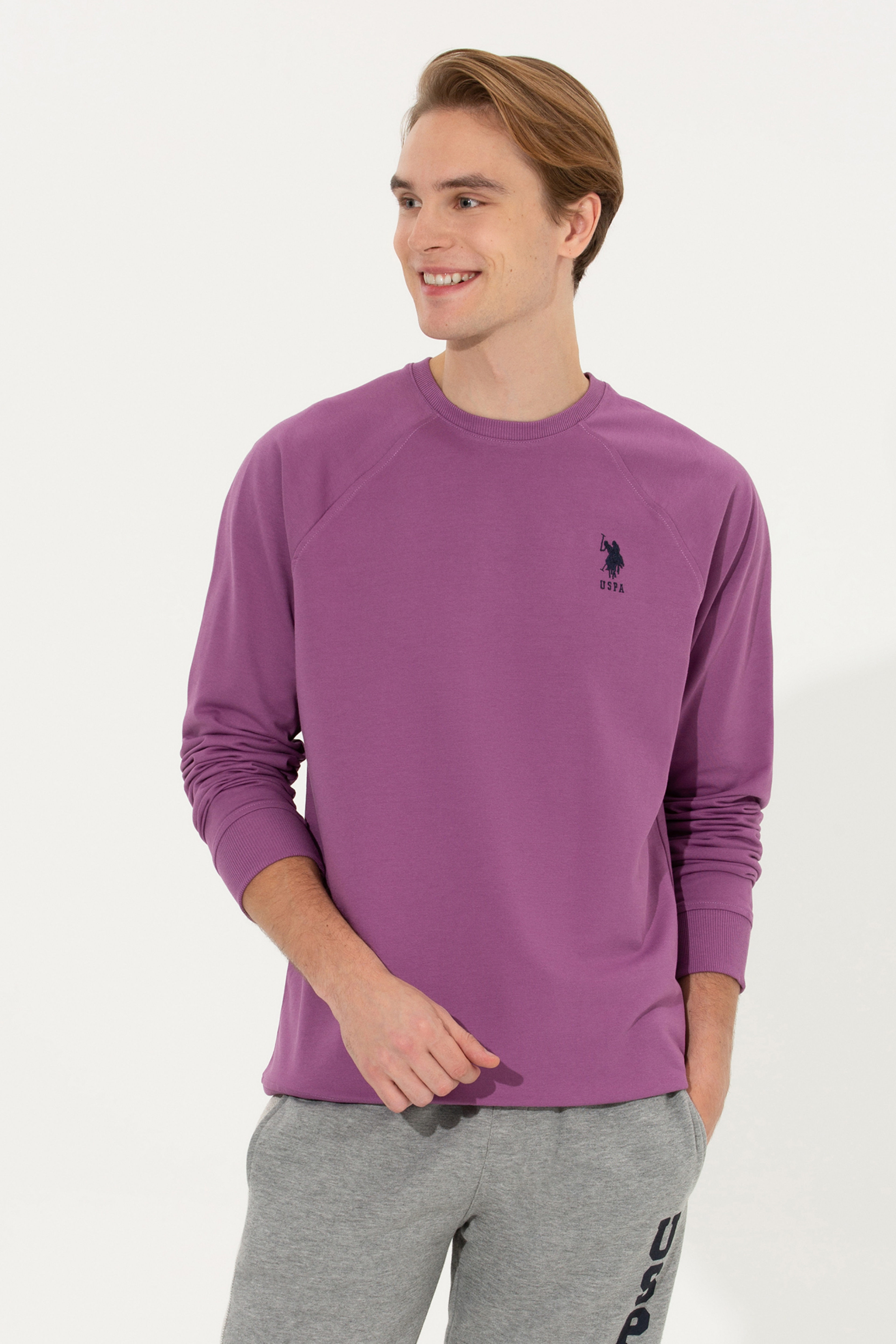 Erkek Menekşe Basic Sweatshirt - Image 1
