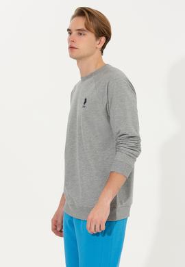 Erkek Gri Melanj Basic Sweatshirt - 50253181016