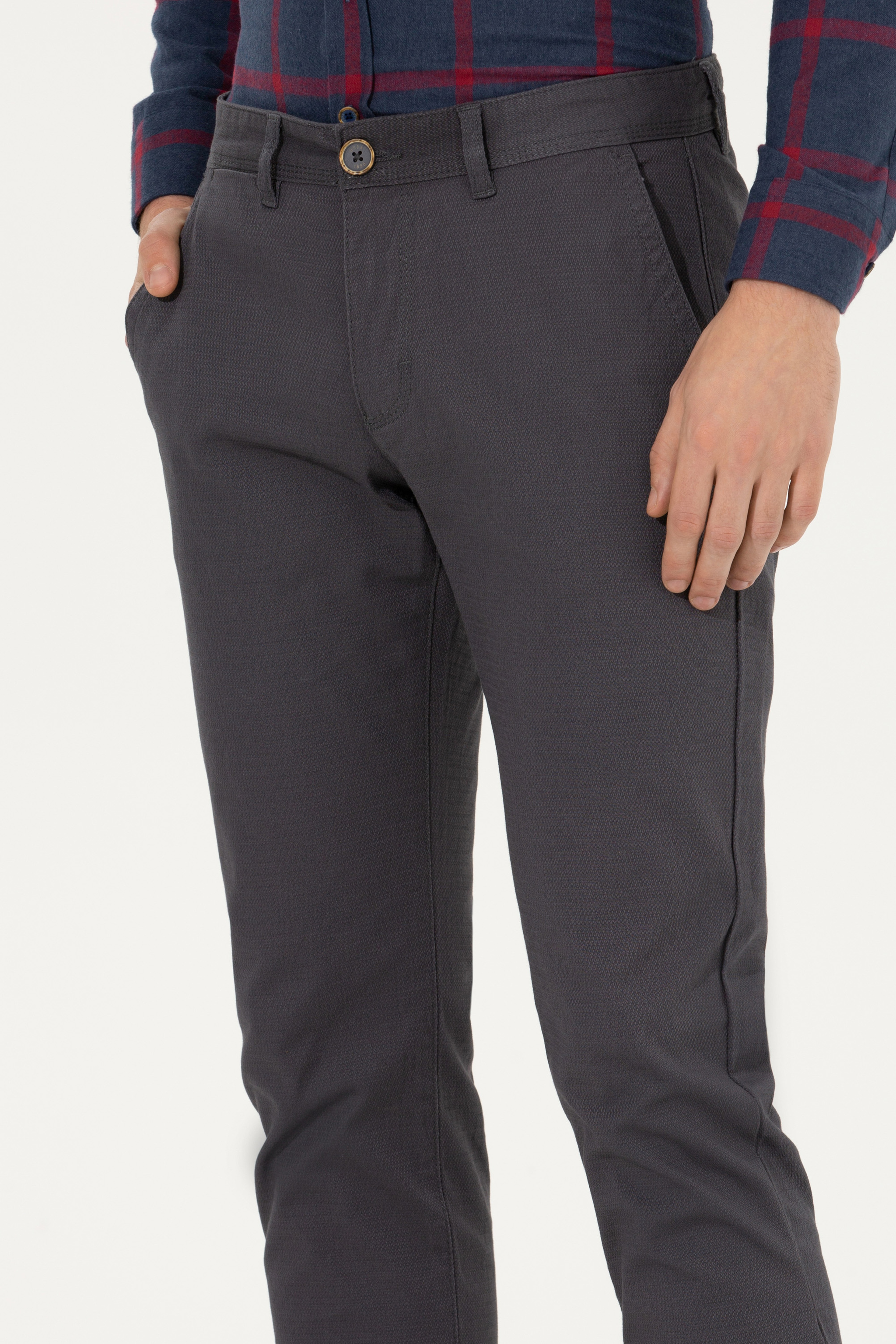 Erkek Slim Fit Antrasit Kanvas Pantolon - Image 5