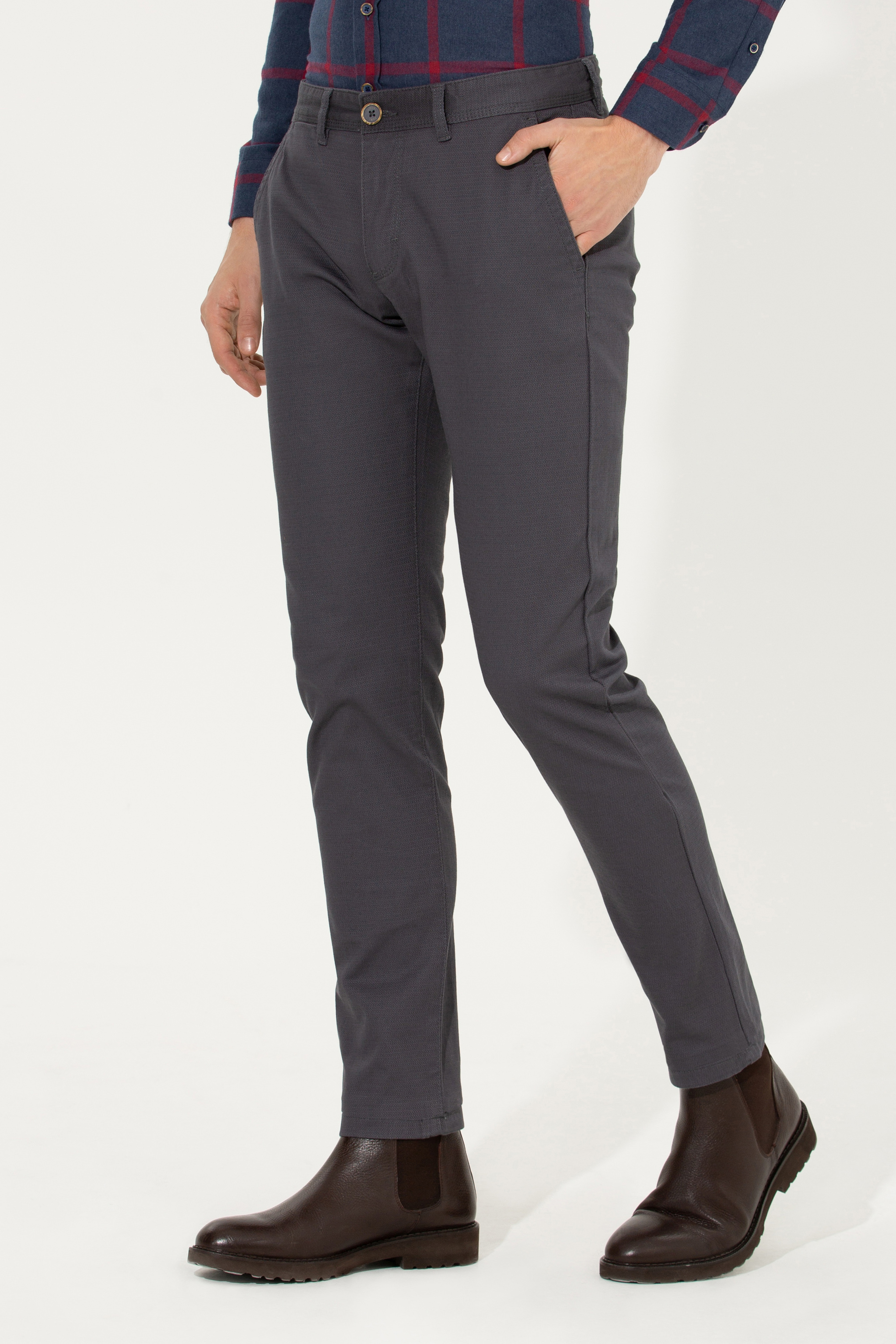 Erkek Slim Fit Antrasit Kanvas Pantolon