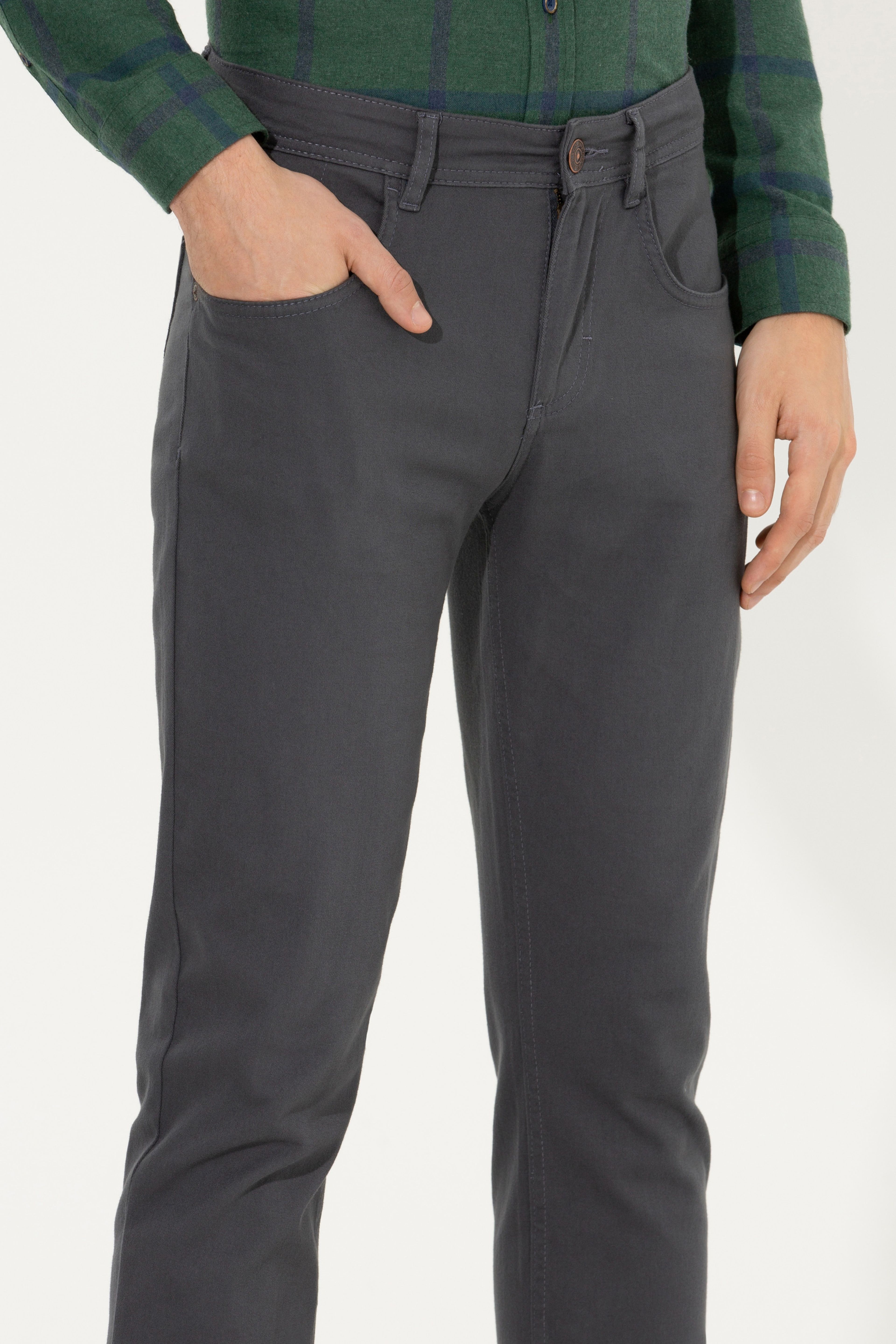 Erkek Slim Fit Antrasit Kanvas Pantolon - Image 6