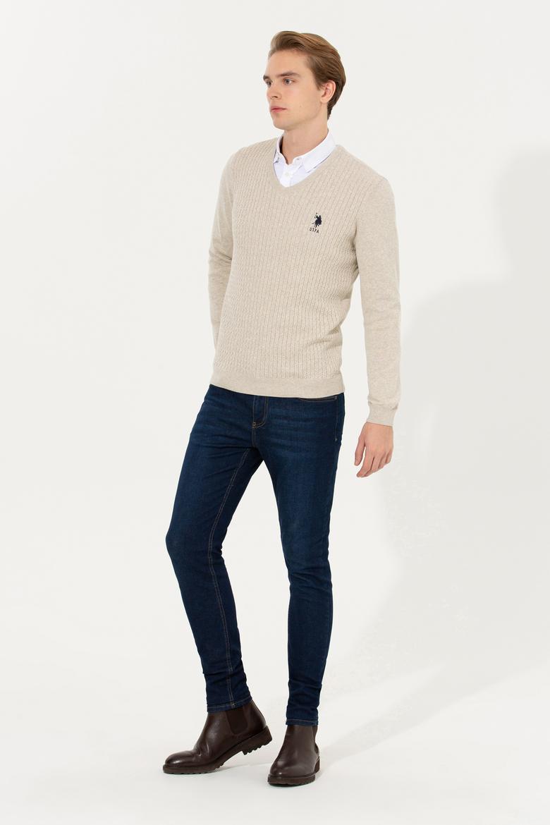 Erkek Taş Melanj Basic Kazak - 50253444064